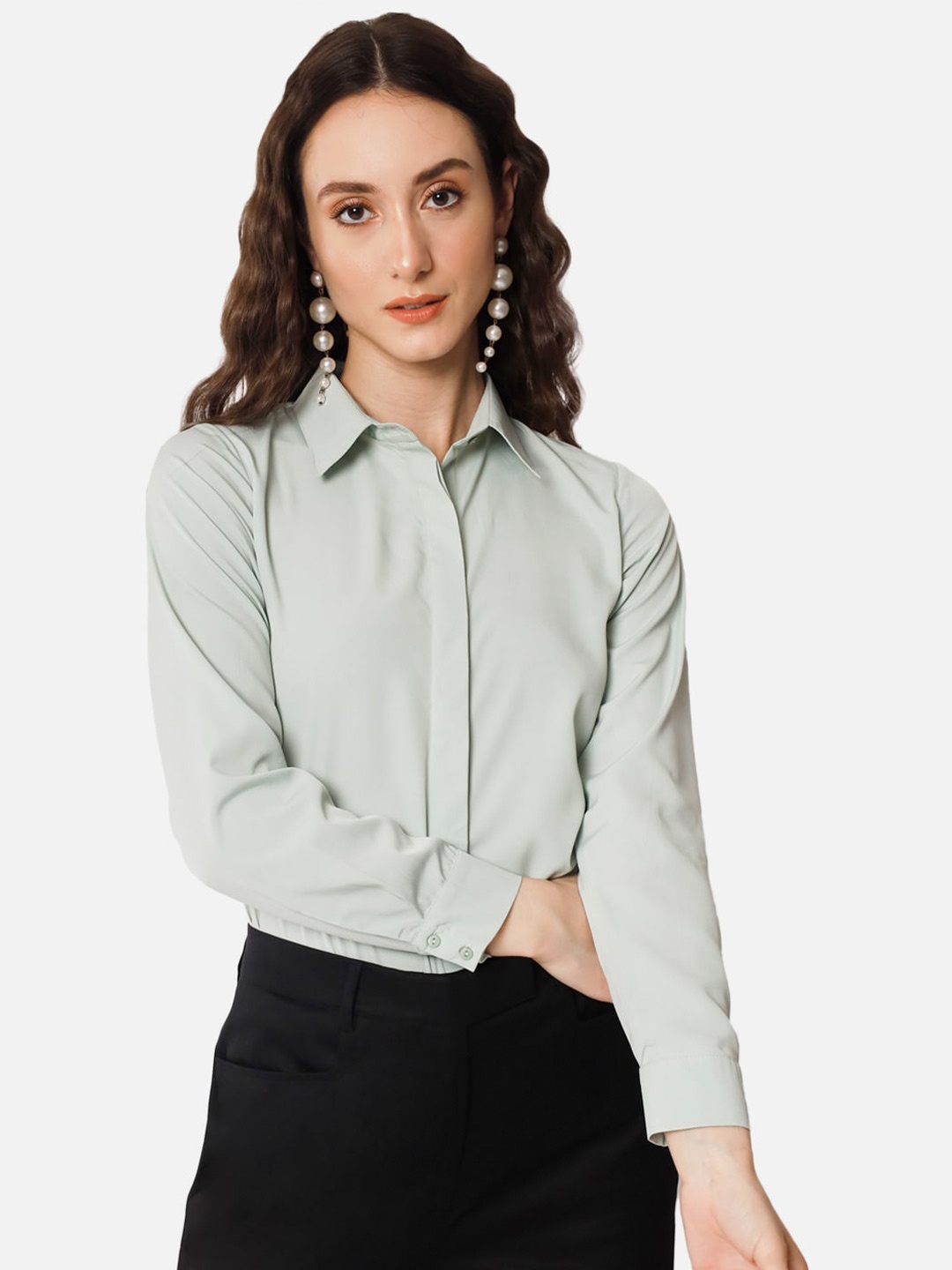 

ALL WAYS YOU Standard Spread Collar Formal Shirt, Green