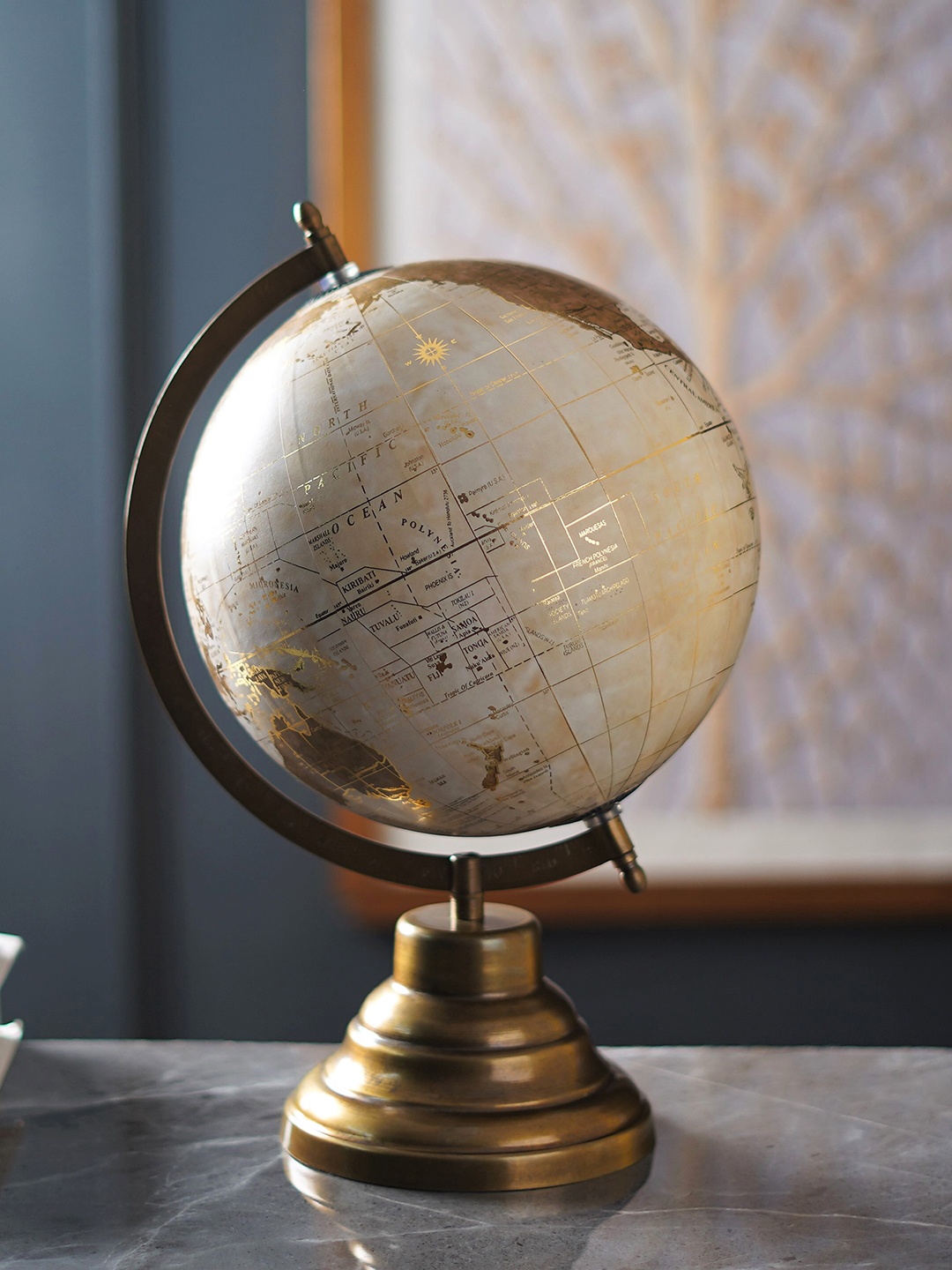 

THE ARTMENT Metallic-Toned Textured Earth Globe Figurine Showpiece