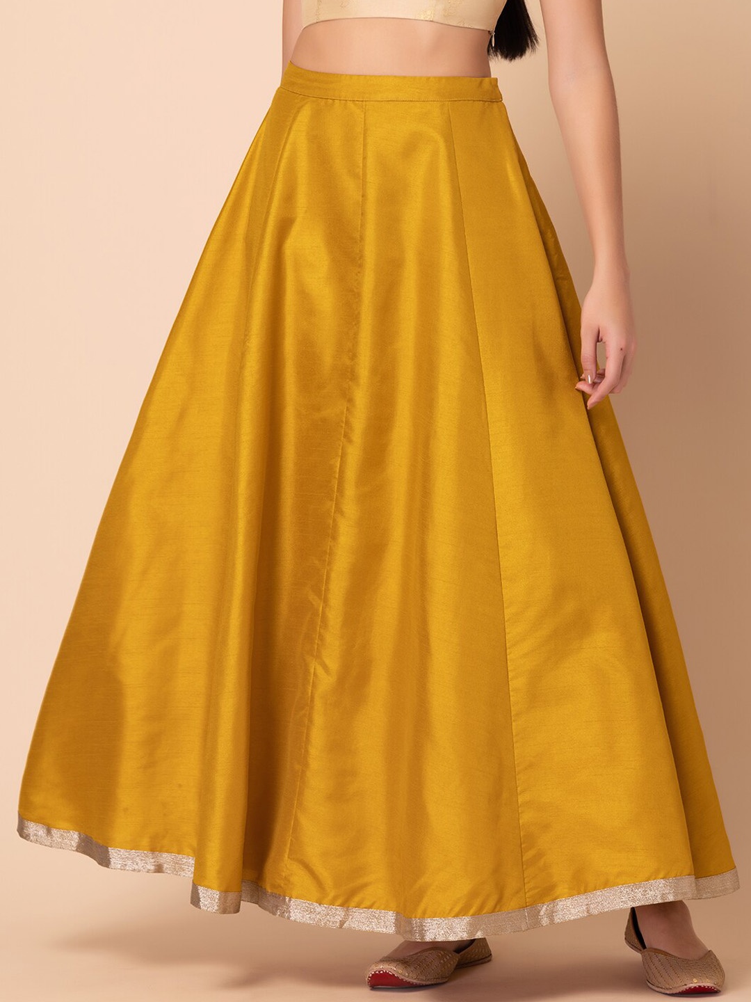 

INDYA Flared Maxi Length Lehenga Skirt, Yellow
