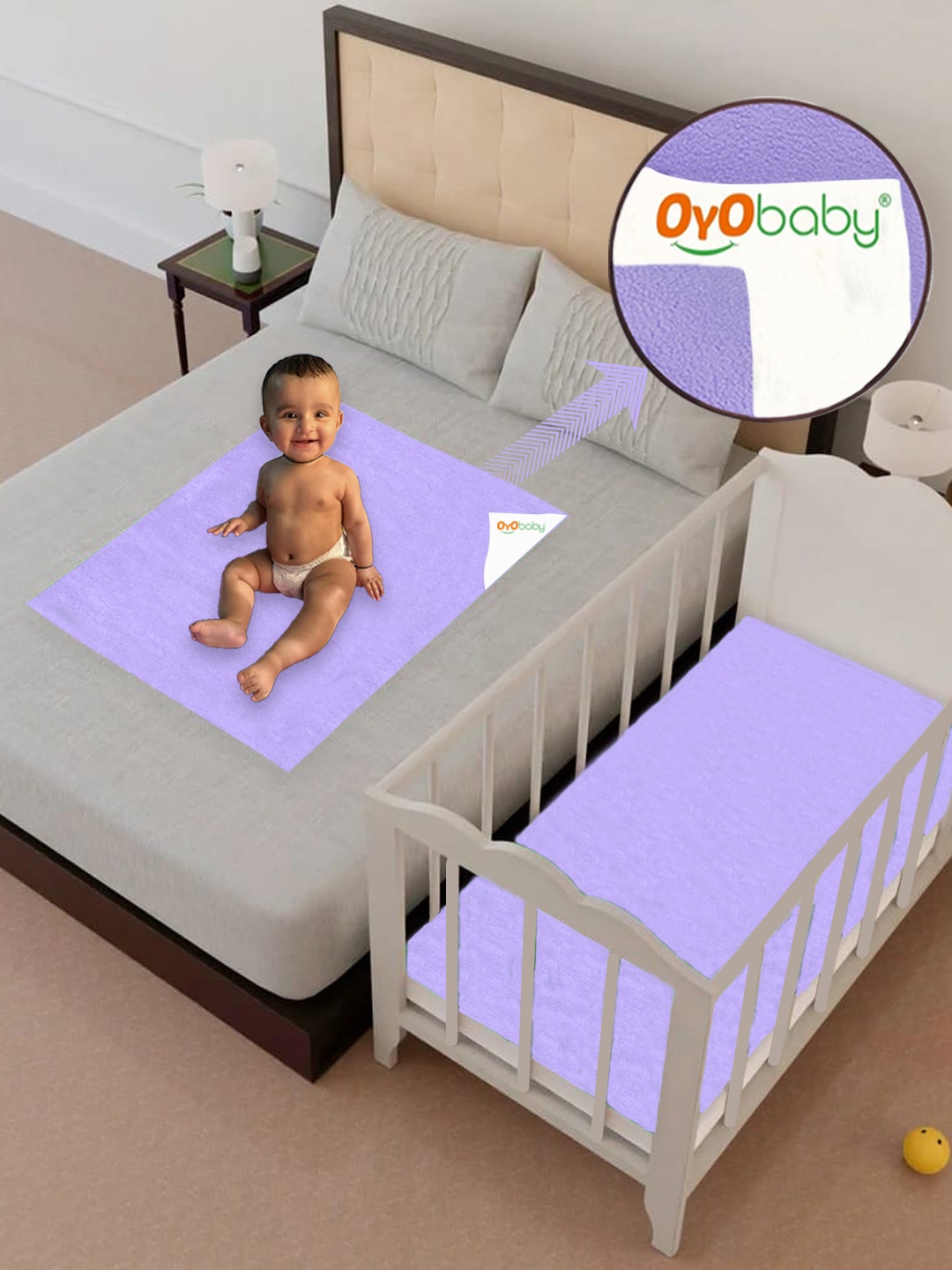 

OyO Baby Violet Waterproof Baby Dry Sheet Polycotton Mattress Protector, Blue