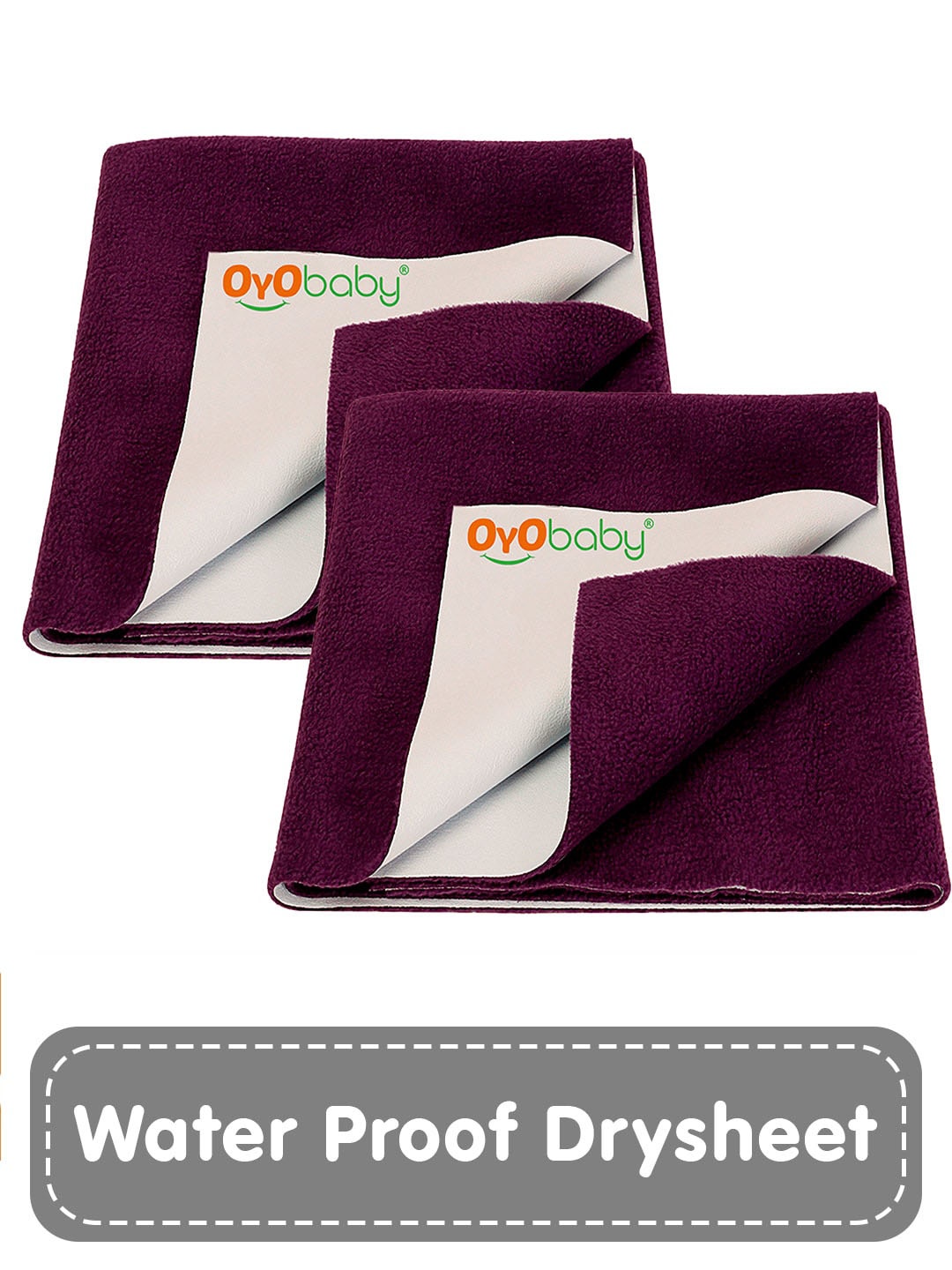 

OyO Baby Set of 2 Plum Waterproof & Baby Dry Sheet Polycotton Mattress Protector, Purple