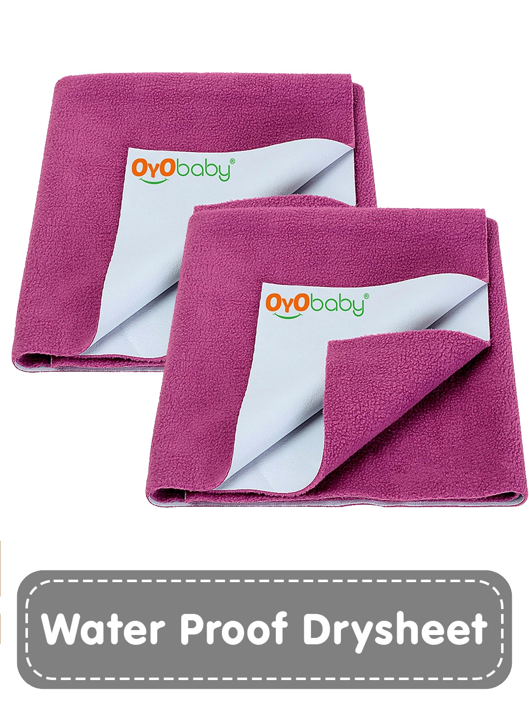 

OyO Baby Set of 2 Rani Pink Waterproof & Baby Dry Sheet Polycotton Mattress Protector
