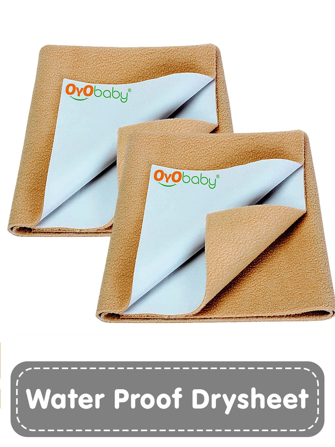 

OyO Baby Set of 2 Beige Waterproof & Baby Dry Sheet Polycotton Mattress Protector