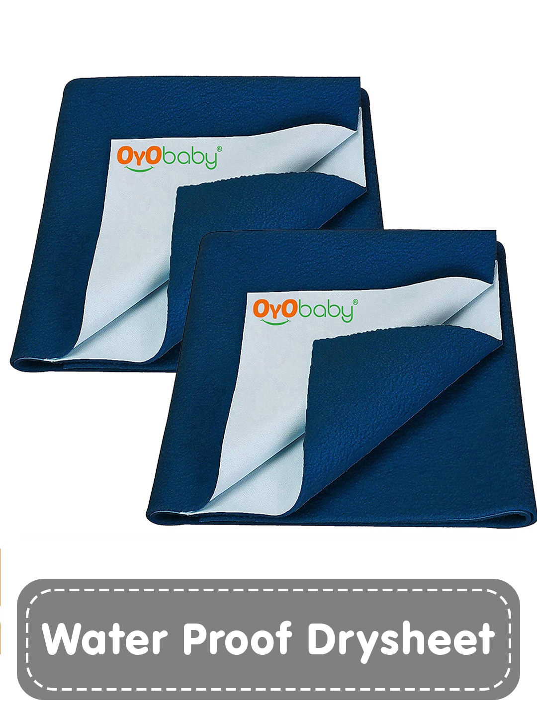 

OyO Baby Set of 2 Dark Sea Blue Waterproof & Baby Dry Sheet Polycotton Mattress Protector, Navy blue