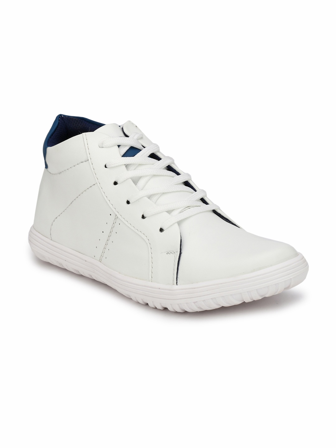 

John Karsun Men White Solid Synthetic Leather Mid-Top Flat Boots