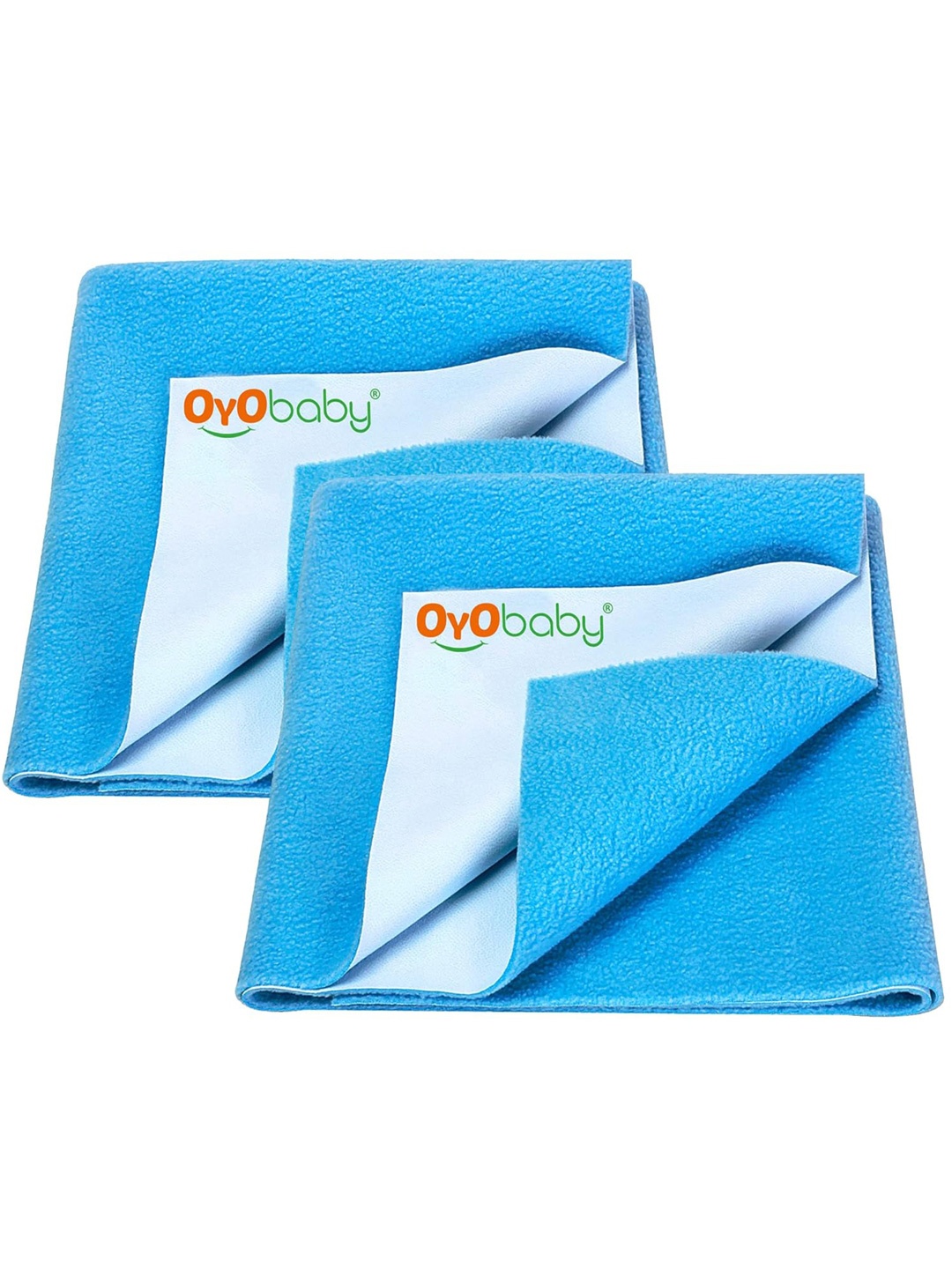 

OyO Baby Set of 2 Firoza Waterproof & Baby Dry Sheet Polycotton Mattress Protector, Blue