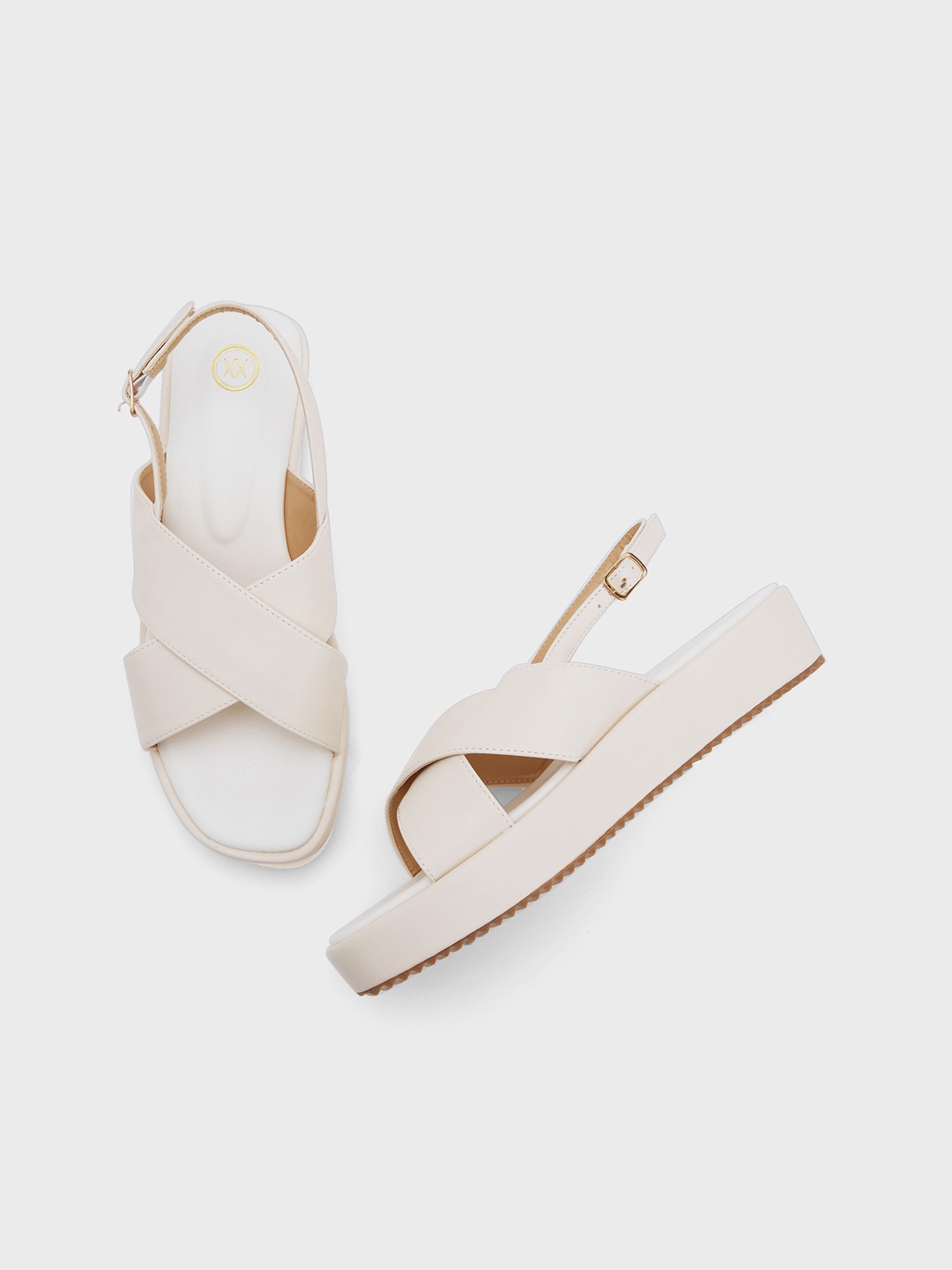 

20Dresses Cream-Coloured Criss-Cross Strap Open Toe Flats