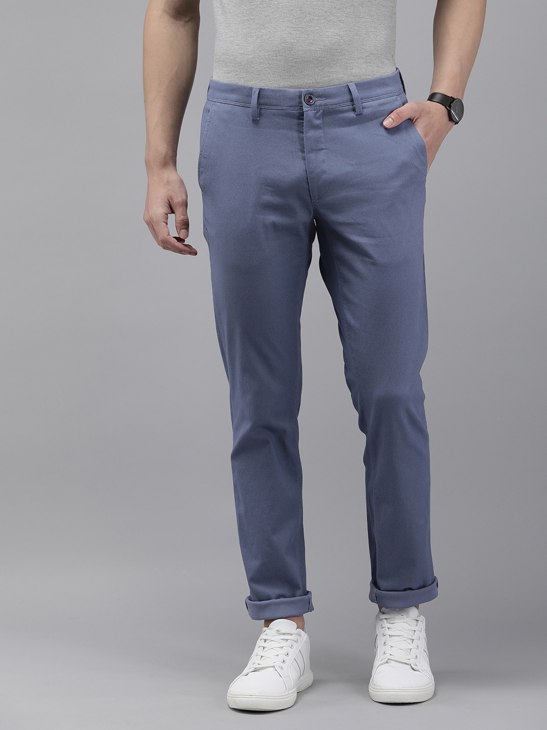 Van Heusen Sport Men Slim Fit Trousers, Blue