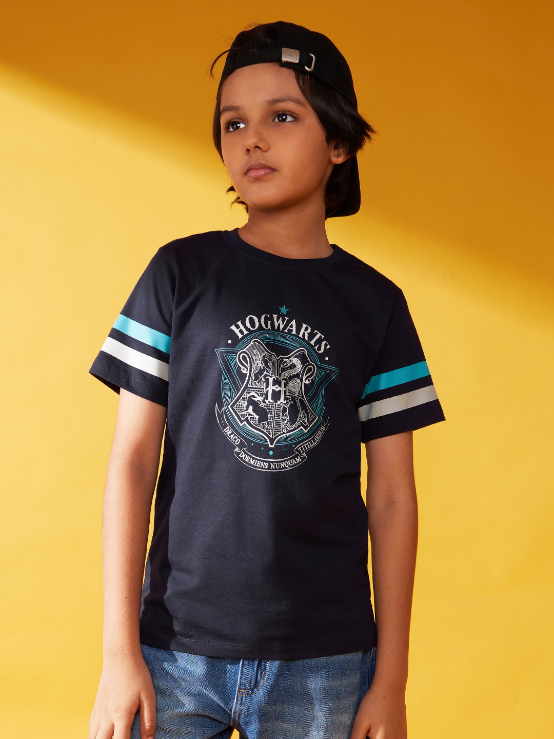 

The Souled Store Boys Navy Blue Typography Printed Harry Potter Pure Cotton T-shirt