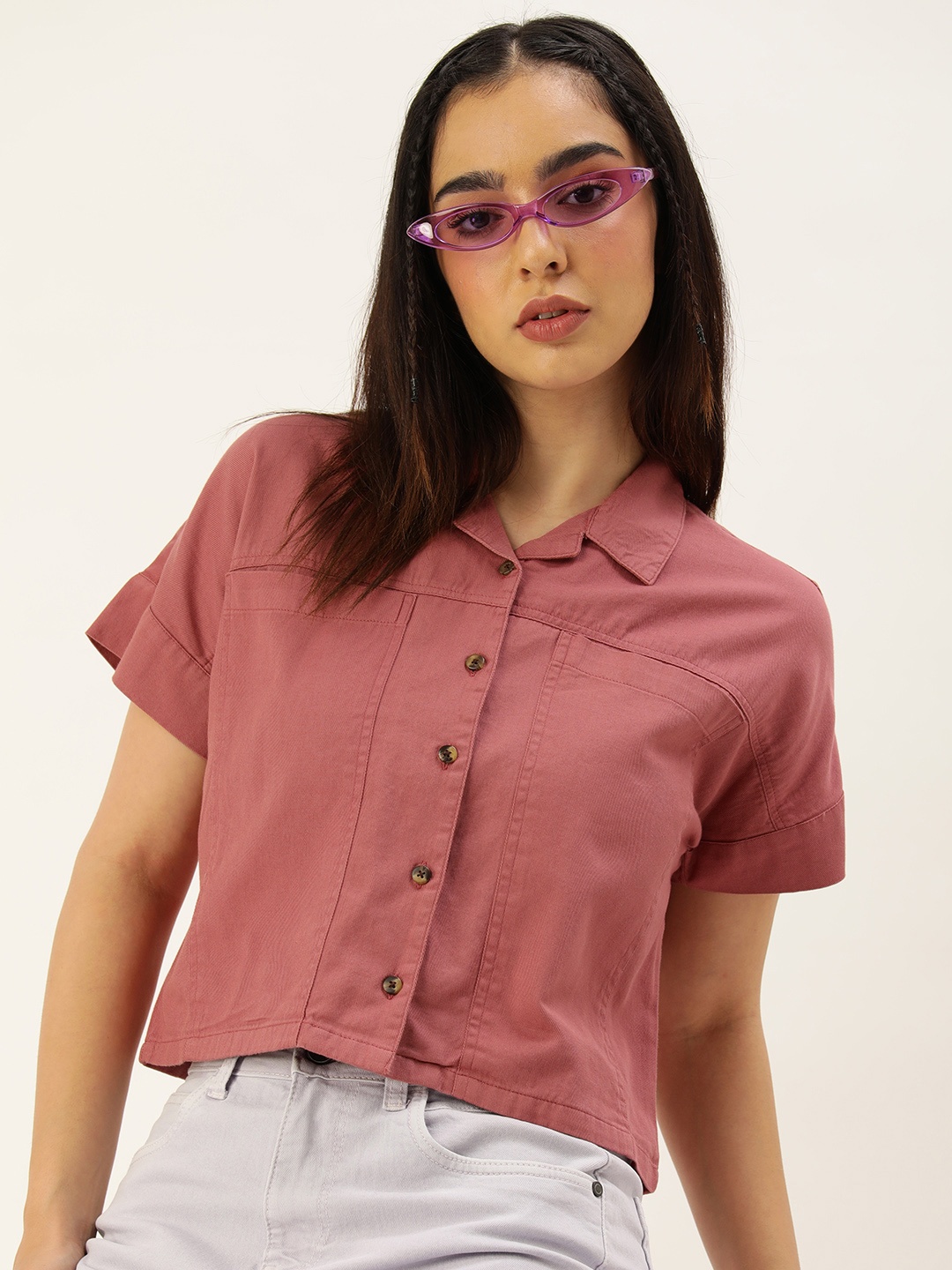 

Kook N Keech Women Comfort Opaque Cotton Casual Shirt, Mauve