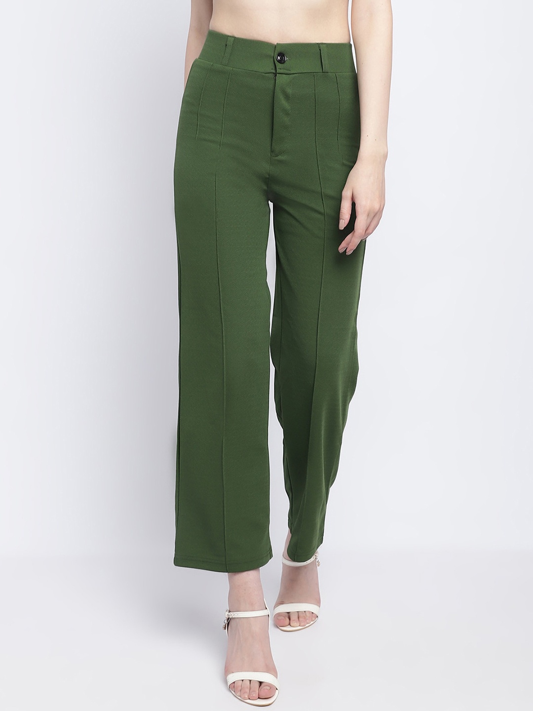 

Wuxi Women Relaxed Straight Leg Fit Parallel Trousers, Green