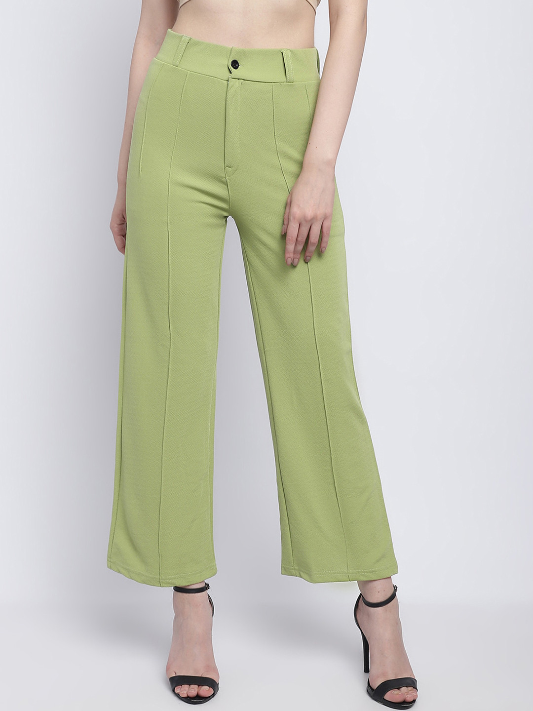 

Wuxi Women Relaxed Straight Leg Straight Fit Parallel Trousers, Lime green