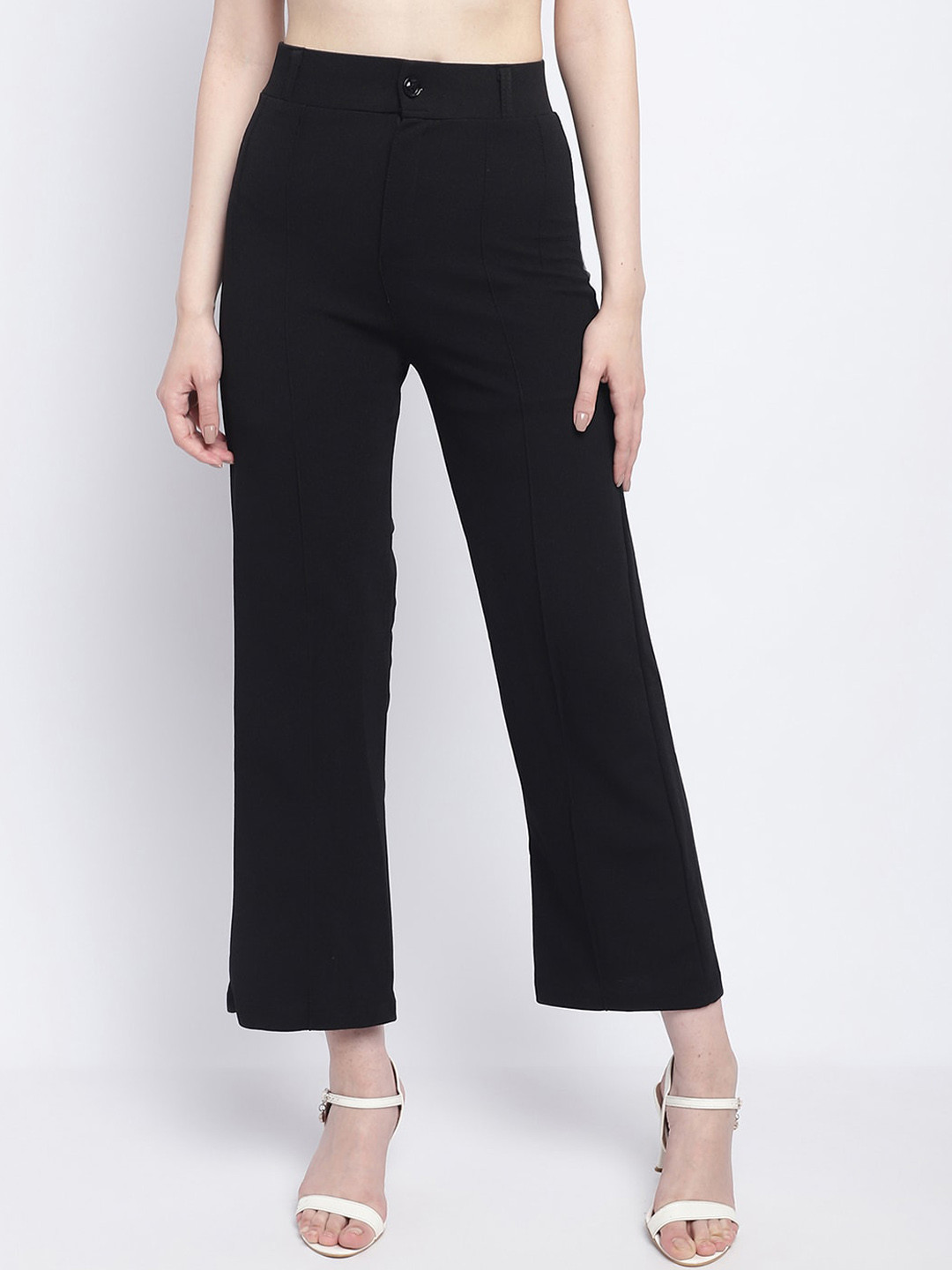 

Wuxi Women Relaxed Straight Leg Fit Parallel Trousers, Black