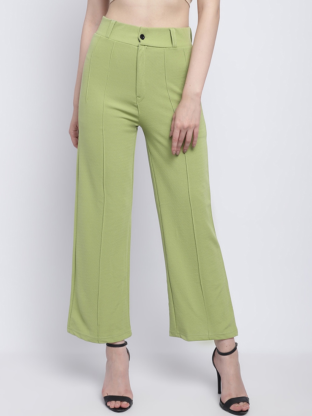

Wuxi Women Relaxed Straight Leg Straight Fit Parallel Trousers, Lime green