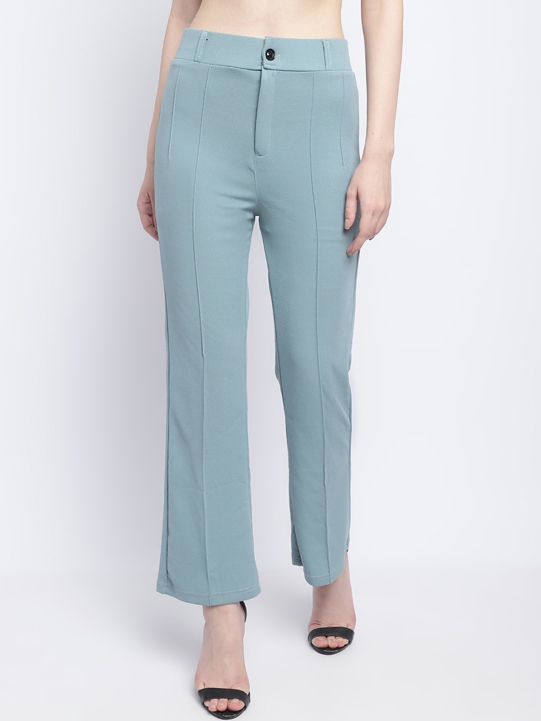 

Wuxi Women Mid-Rise Relaxed Straight Leg Straight Fit Trousers, Sea green