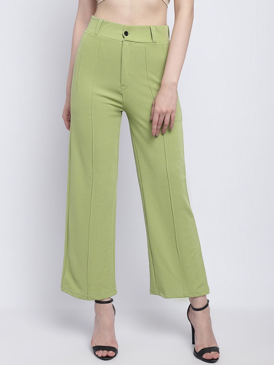 

Wuxi Women Relaxed Straight Leg Straight Fit Parallel Trousers, Lime green