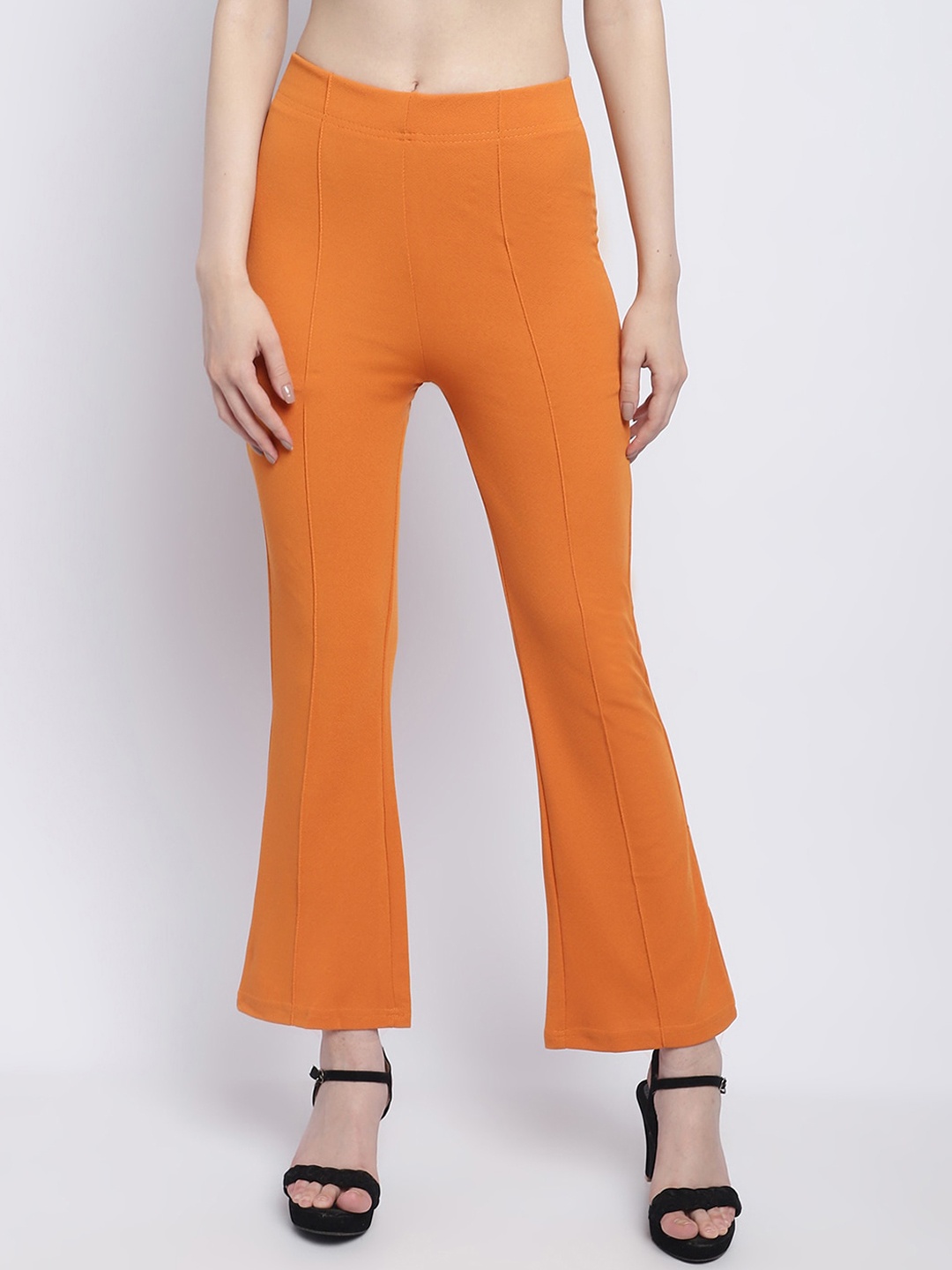 

Wuxi Women Relaxed Straight Leg Straight Fit Mid-Rise Bootcut Trousers, Orange