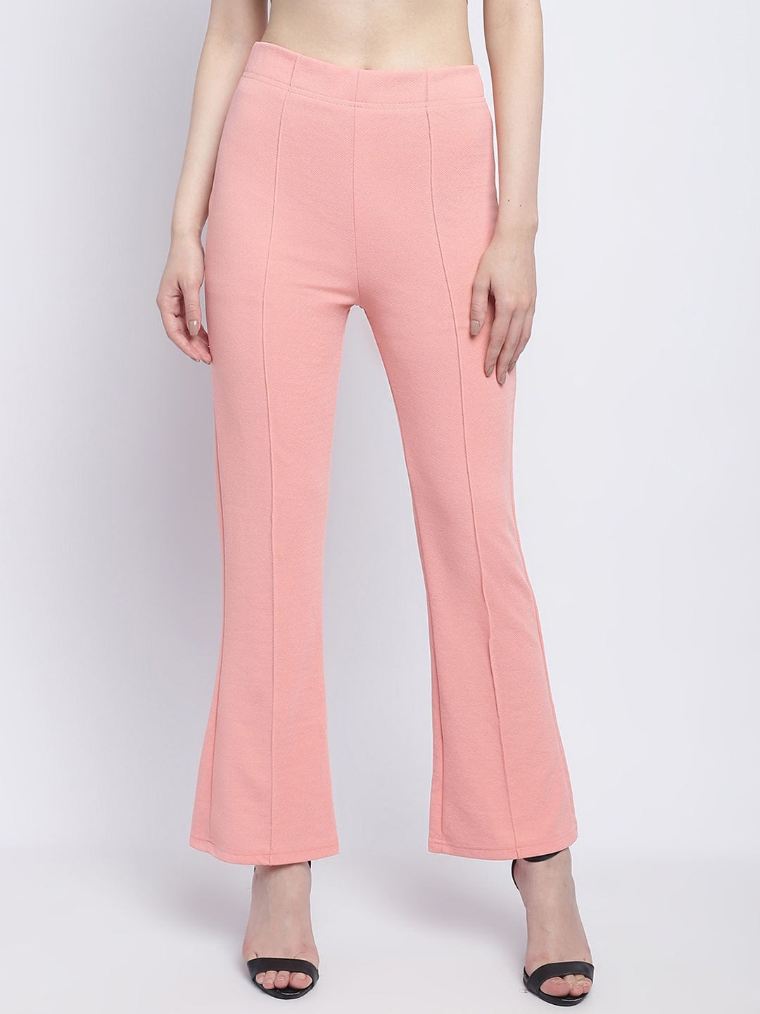 

Wuxi Women Mid-Rise Relaxed Straight Leg Straight Fit Bootcut Trousers, Peach