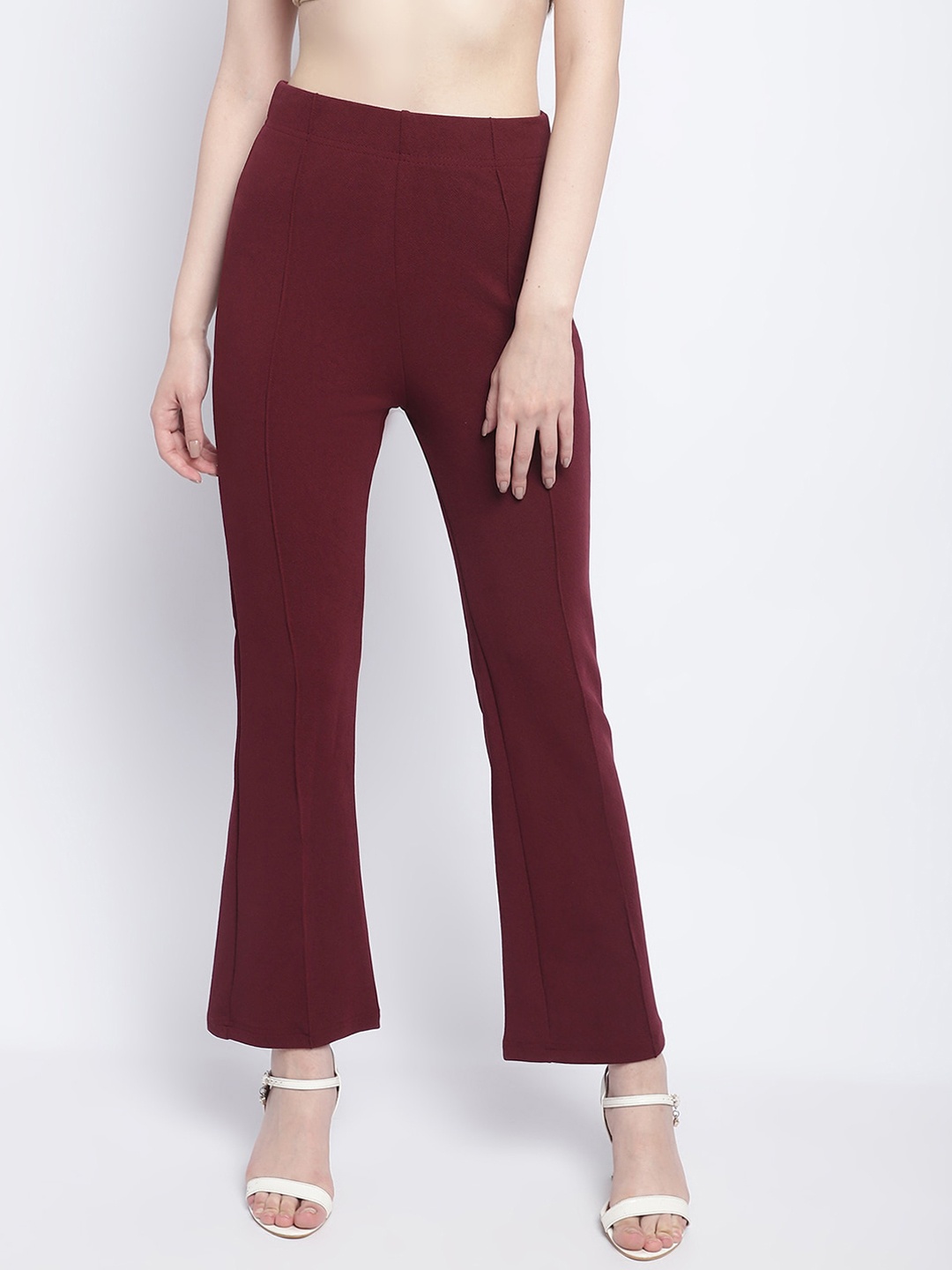 

Wuxi Women Relaxed Straight Leg Straight Fit Bootcut Trousers, Maroon