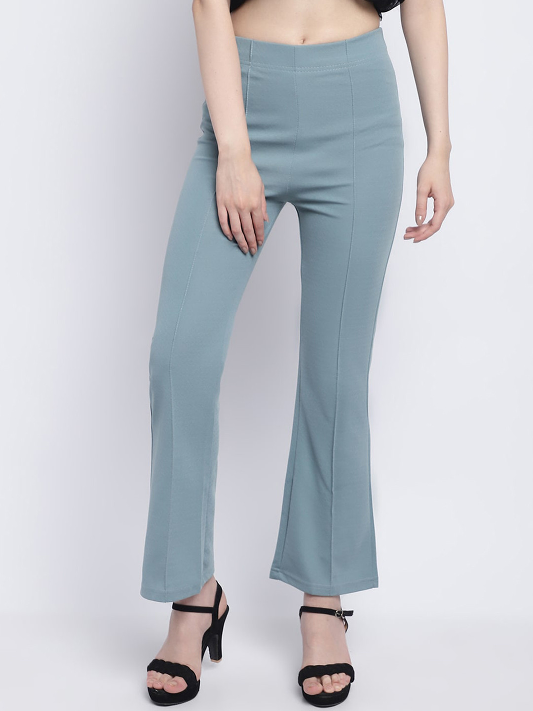 

Wuxi Women Relaxed Straight Leg Straight Fit Bootcut Trousers, Grey