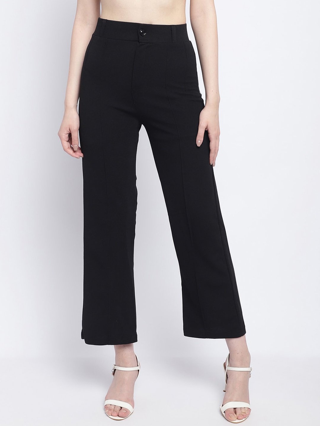 

Wuxi Women Relaxed Straight Leg Straight Fit Trousers, Black