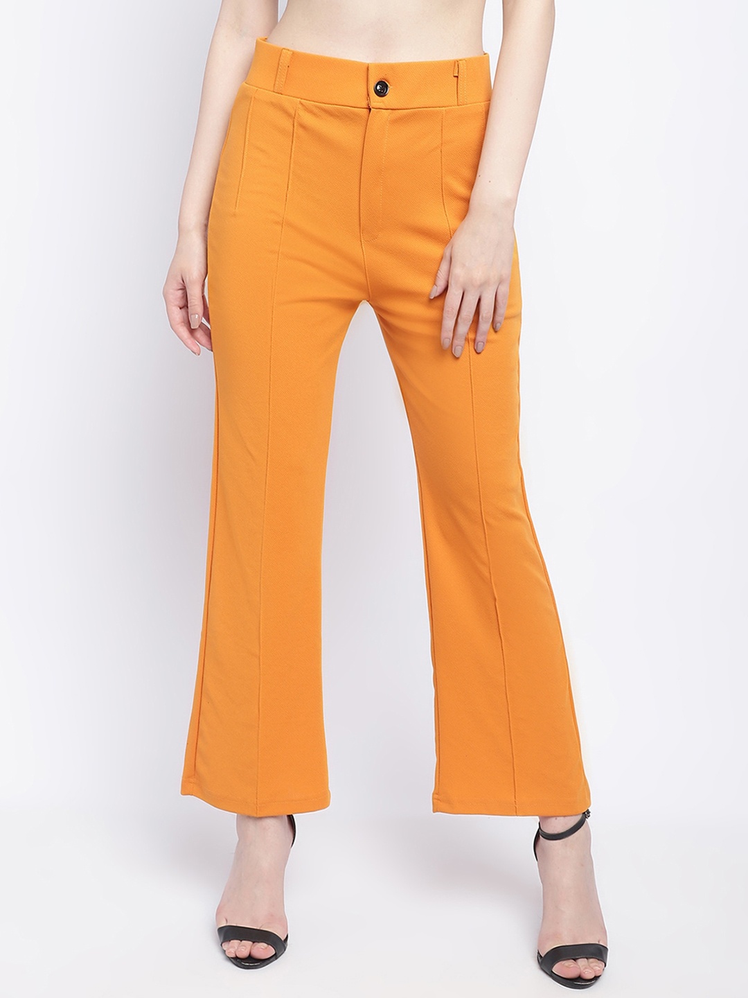 

Wuxi Women Relaxed Straight Leg Straight Fit Pleated Trousers, Yellow