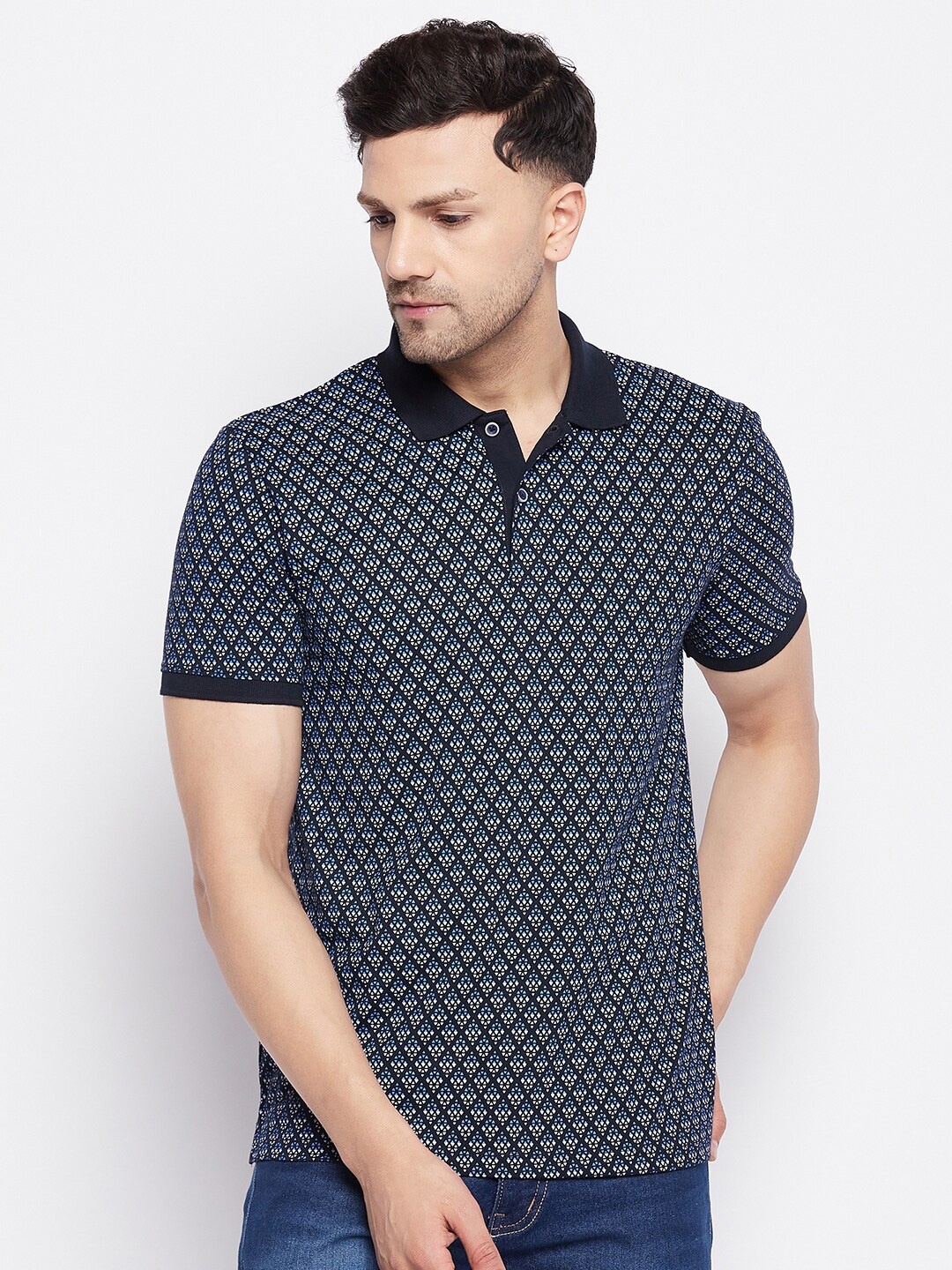

WILD WEST Geometric Printed T-shirt, Navy blue