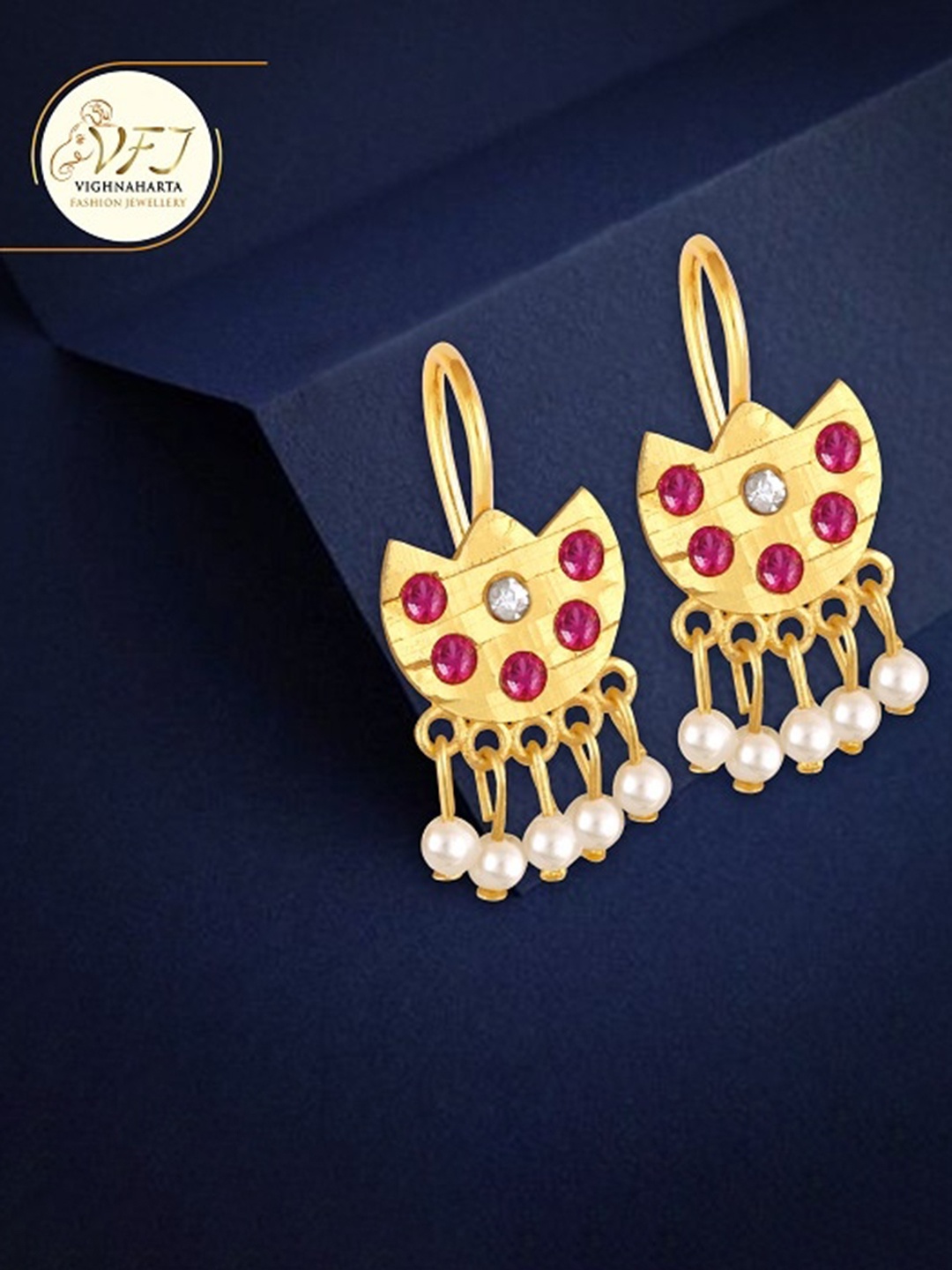 

Vighnaharta Gold-Toned Floral Drop Earrings