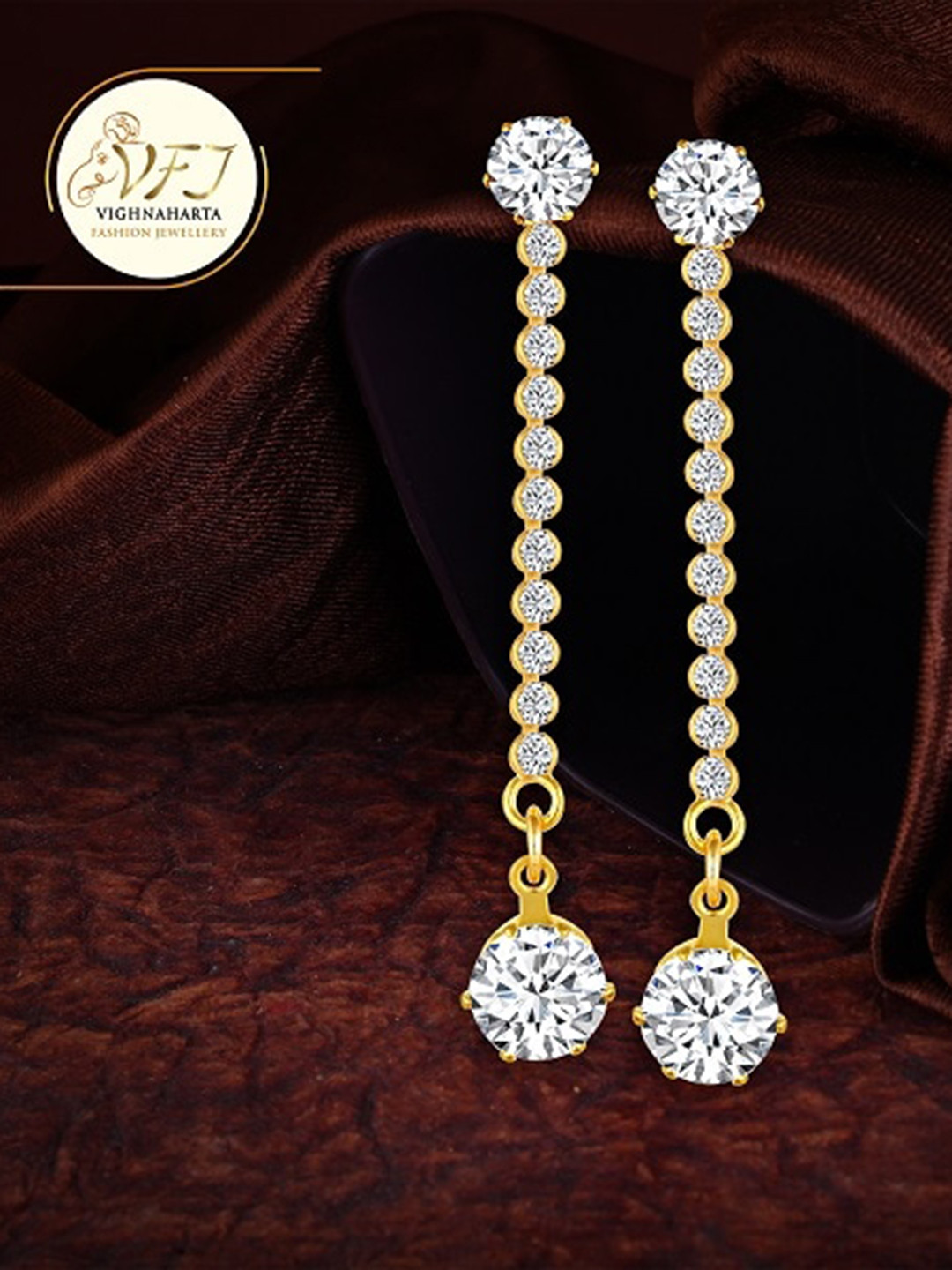 

Vighnaharta Gold-Plated Contemporary Drop Earrings