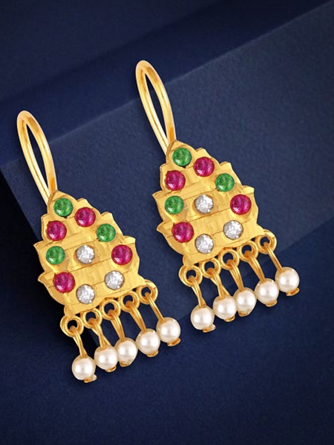 

Vighnaharta Gold-Plated Floral Drop Earrings