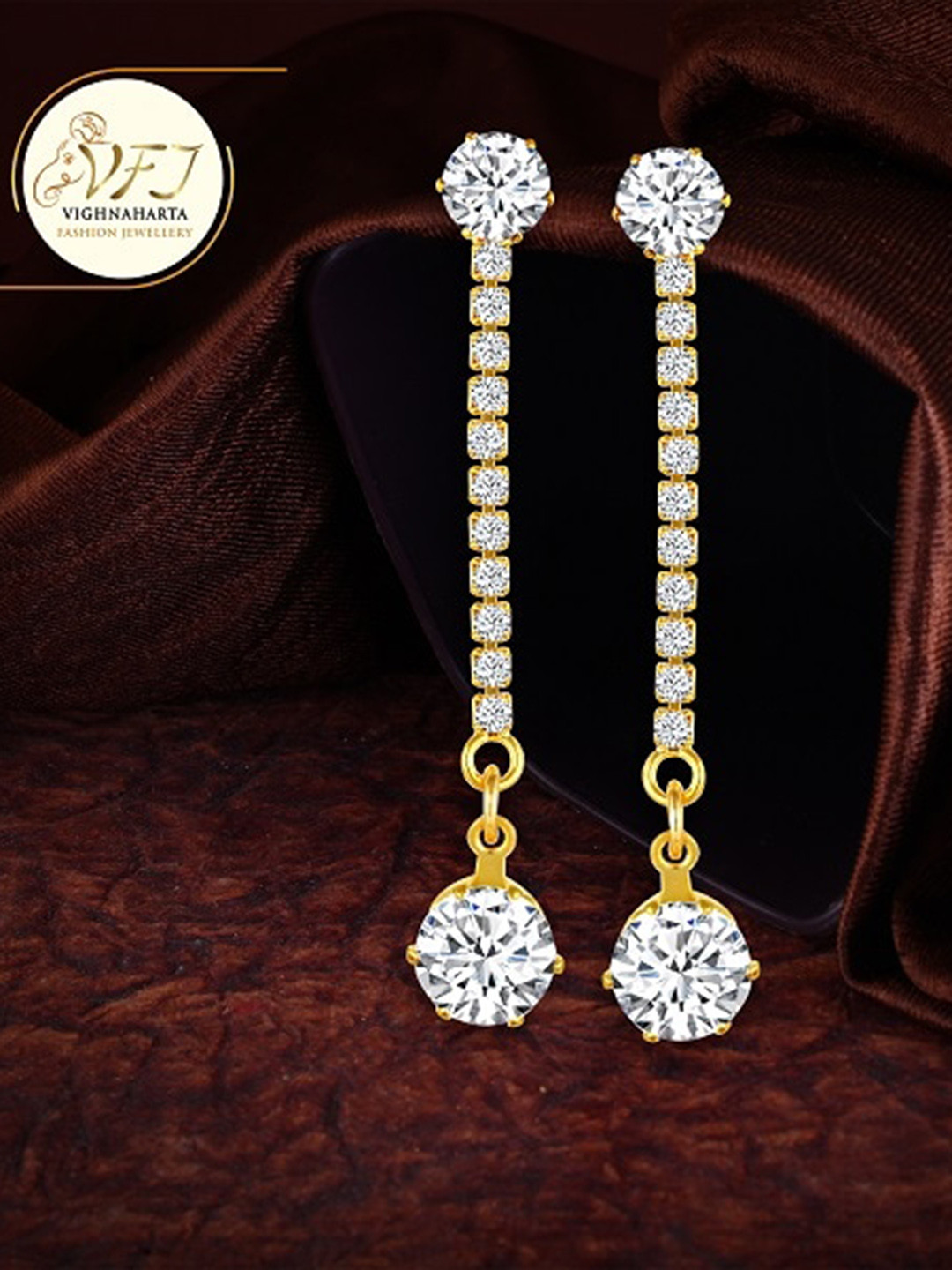 

Vighnaharta Gold-Plated Contemporary Drop Earrings