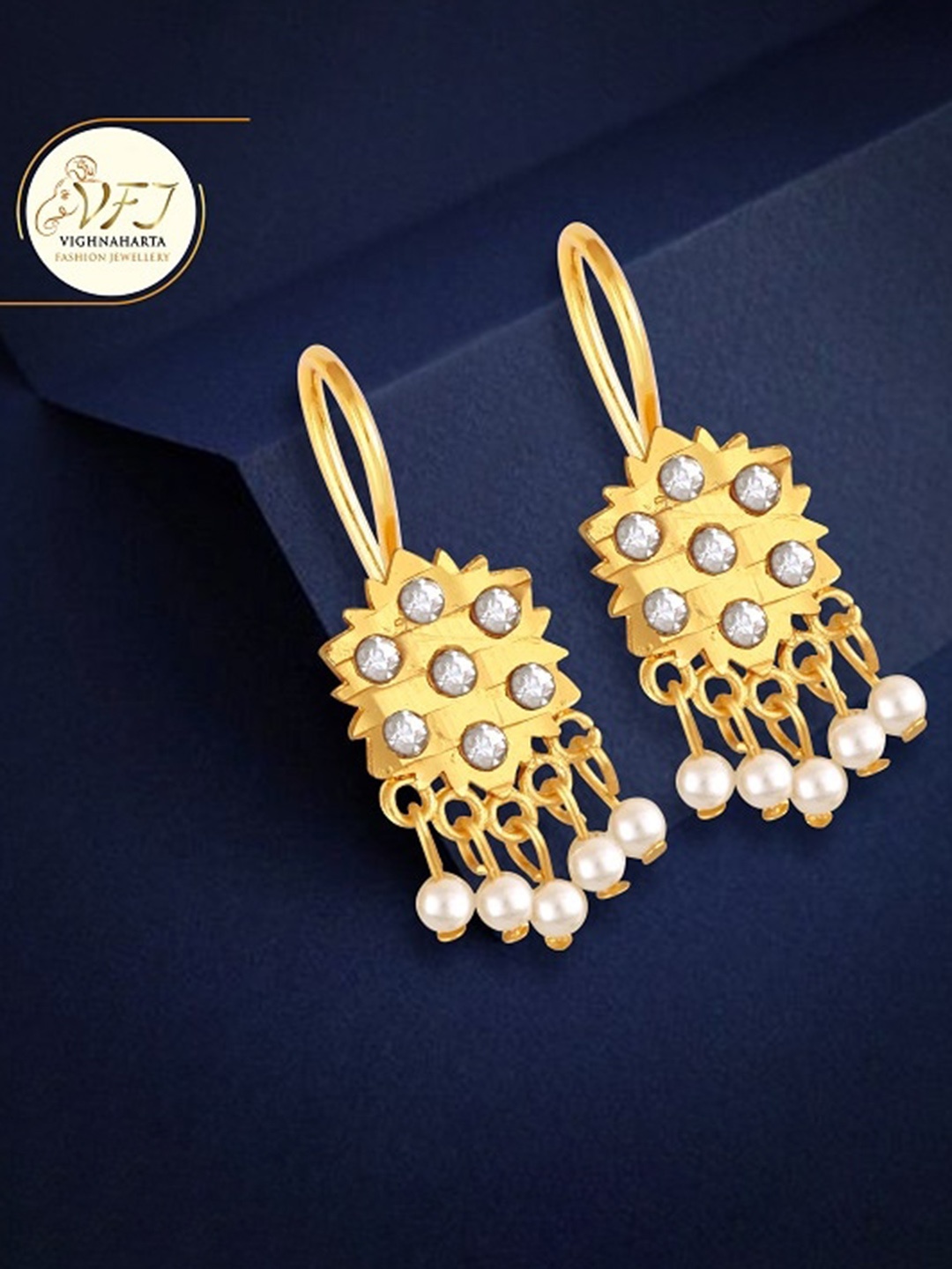 

Vighnaharta Gold Plated Floral Drop Earrings