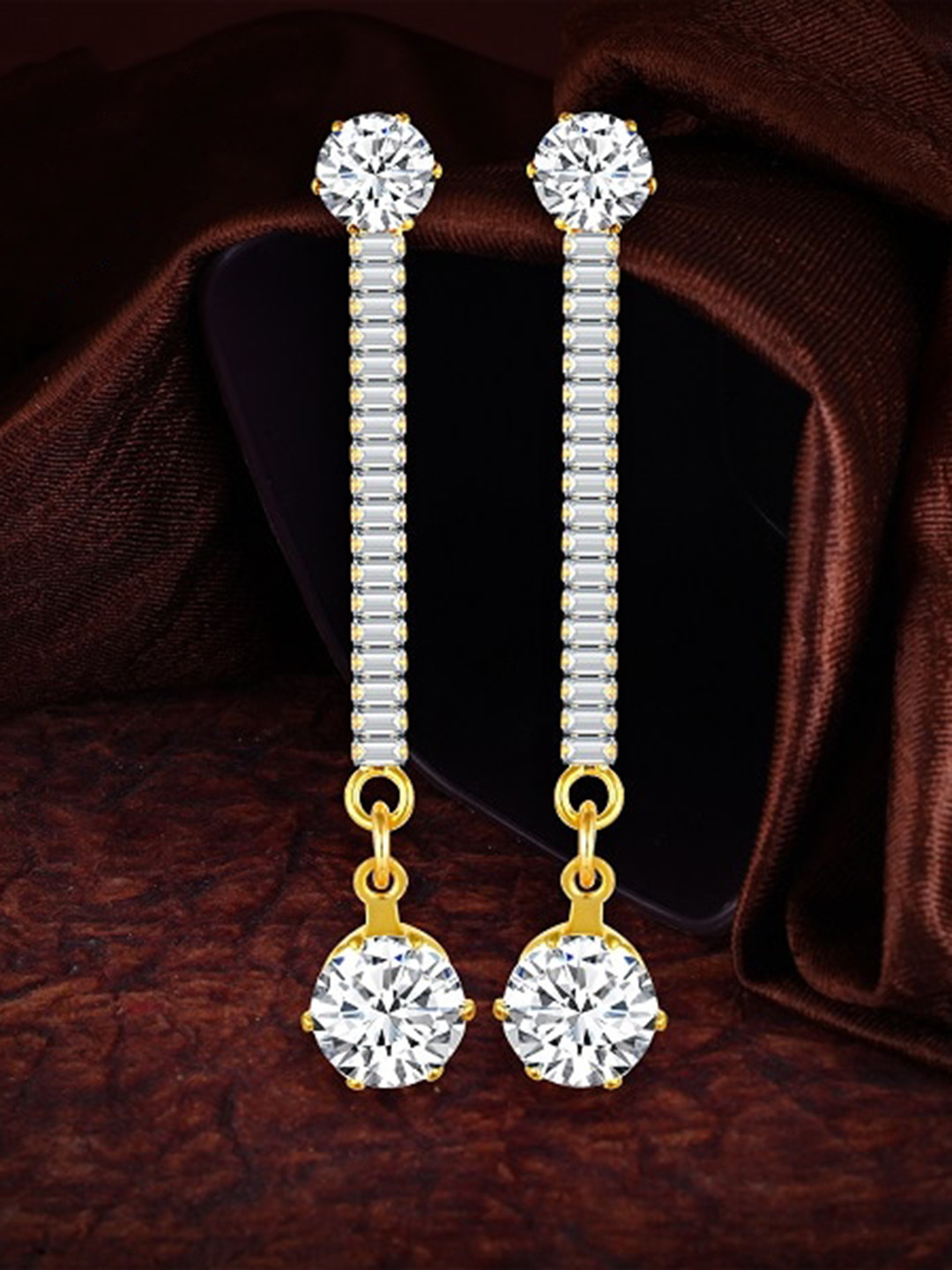 

Vighnaharta Gold-Plated Floral Drop Earrings