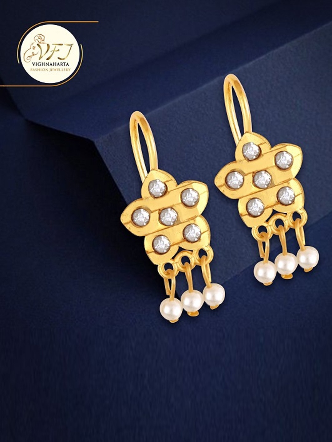 

Vighnaharta Gold-Plated Floral Drop Earrings