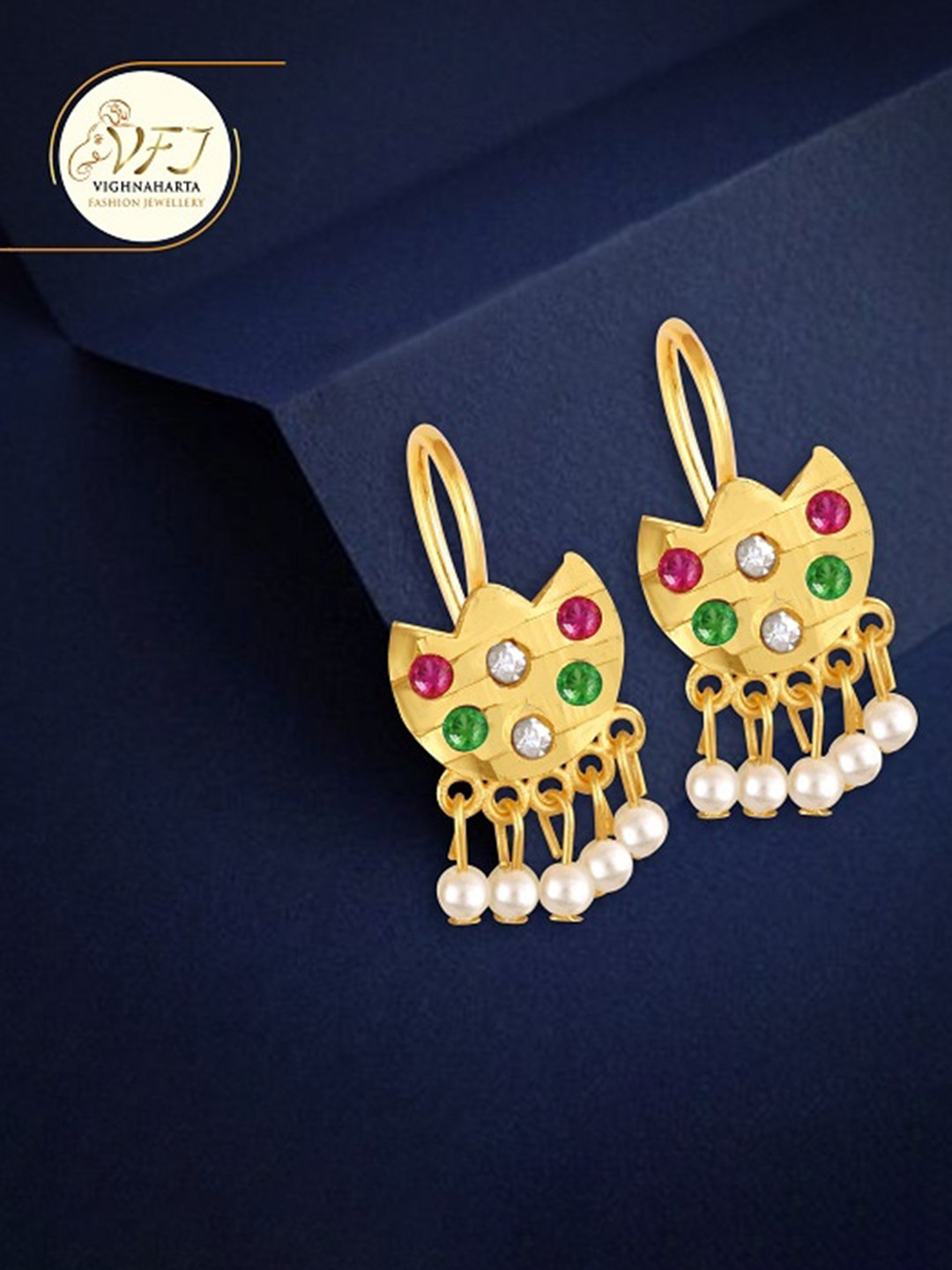 

Vighnaharta Gold Plated Floral Drop Earrings