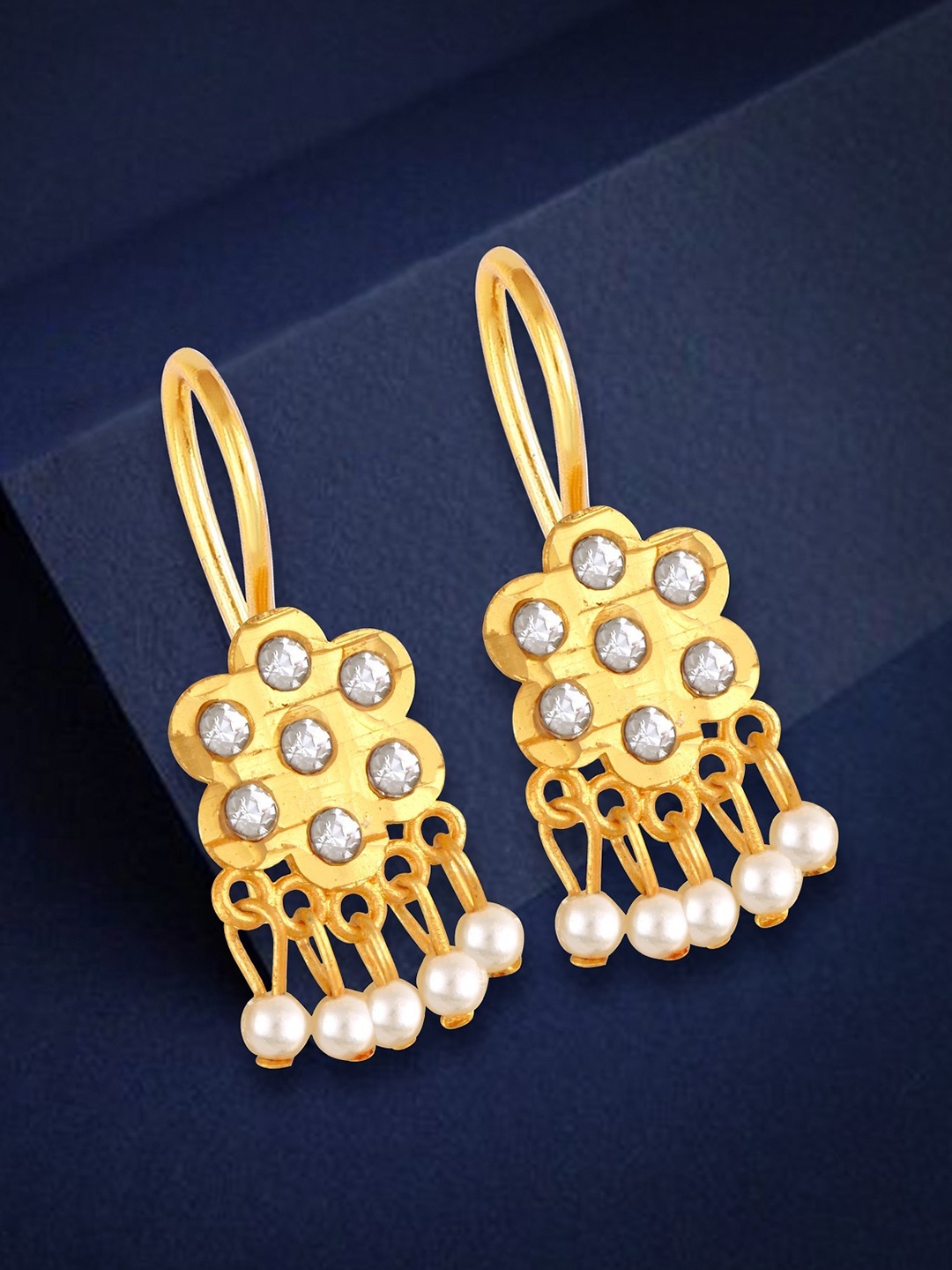

Vighnaharta Gold Plated Floral Drop Earrings