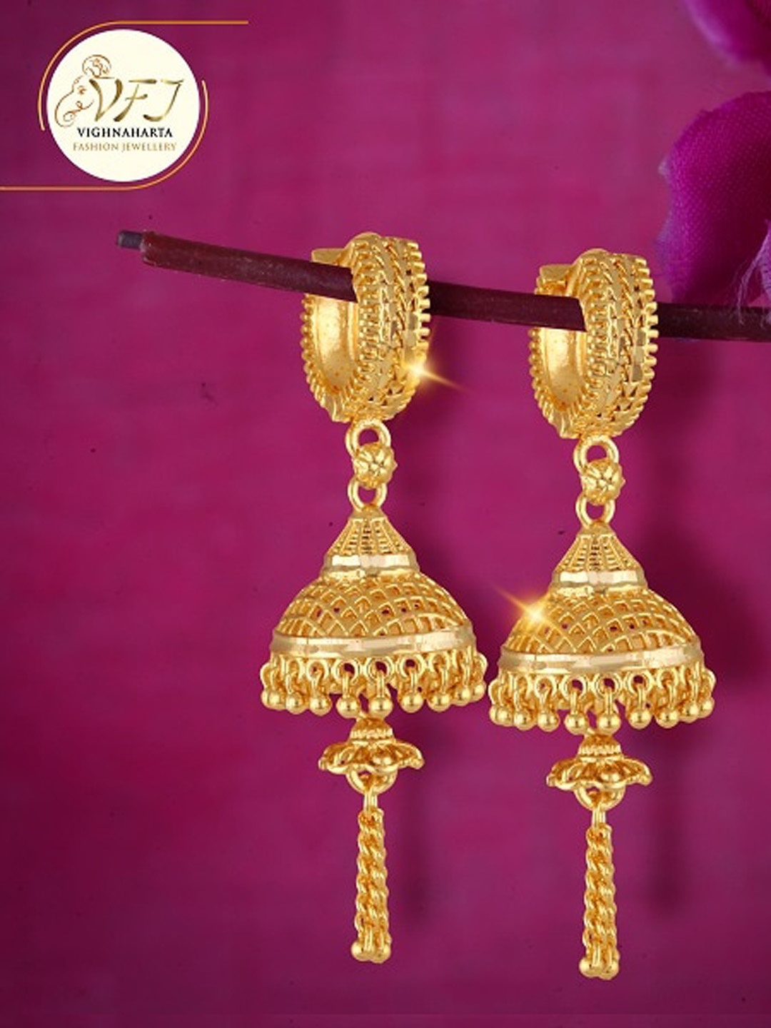 

Vighnaharta Gold Plated Floral Jhumkas