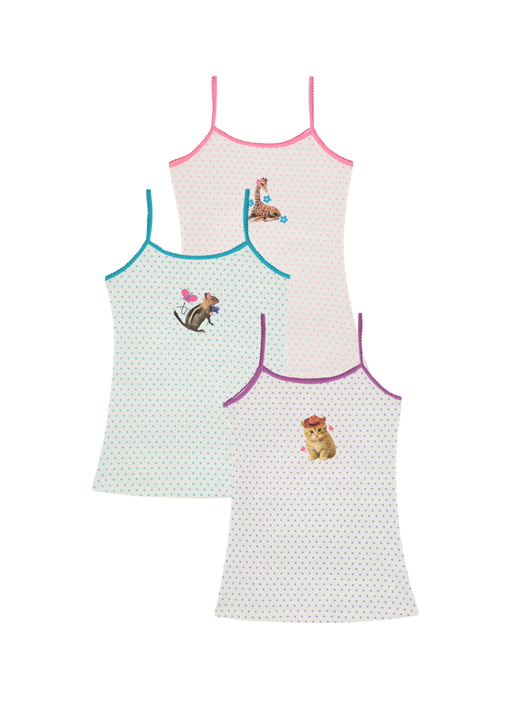 

Bodycare Girls Pack Of 3 Printed Cotton Camisoles, White