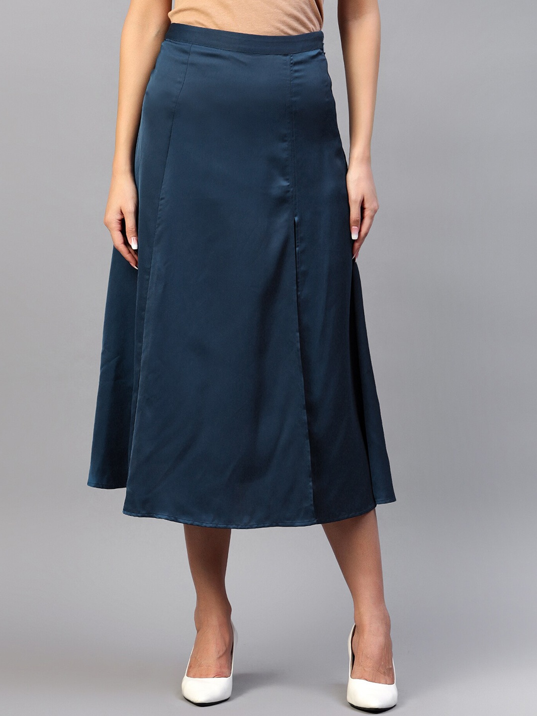 

Hencemade Front Slit Midi A-Line Skirt, Teal