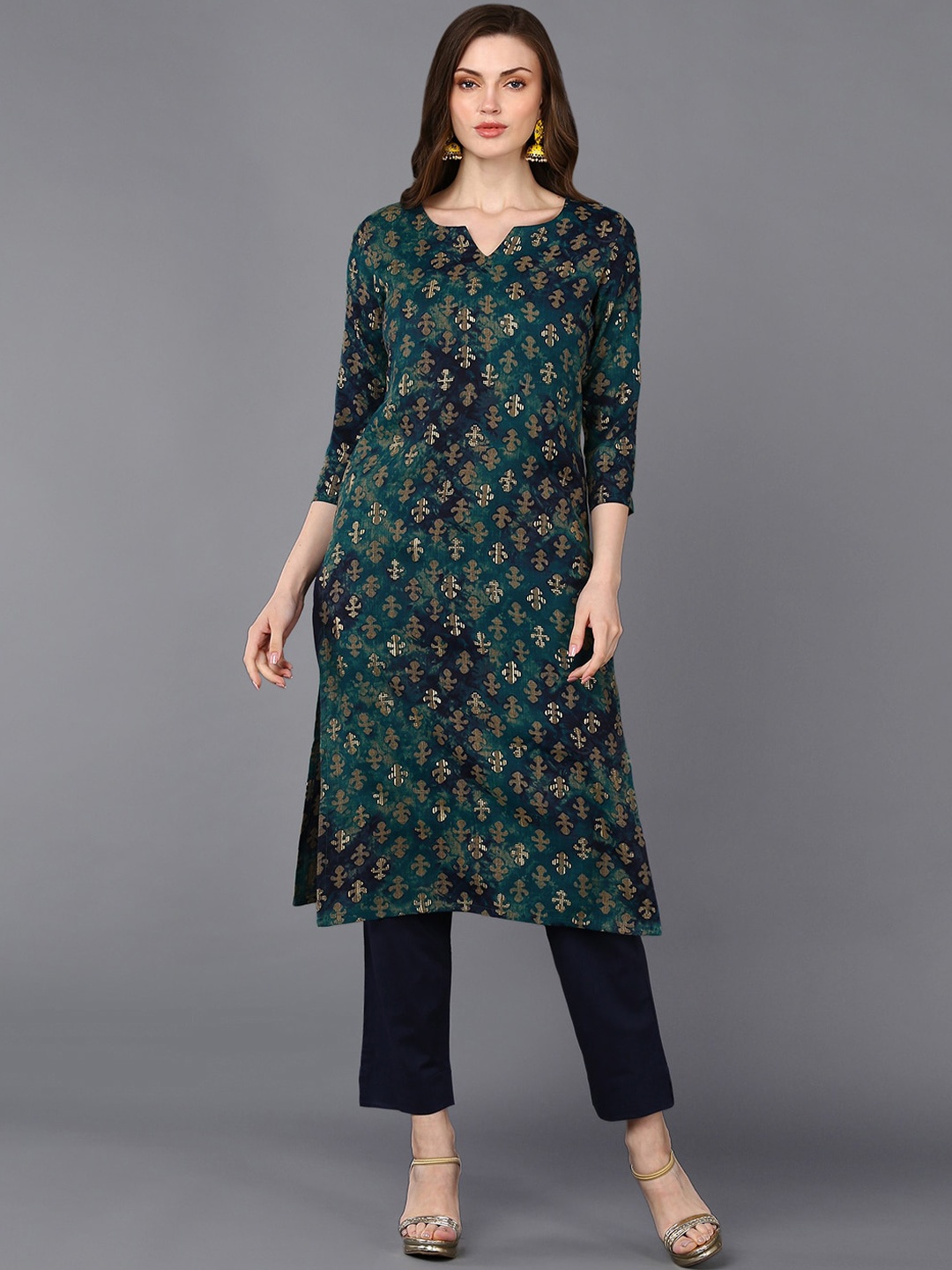 

AHIKA Blue Ethnic Motifs Printed Kurta