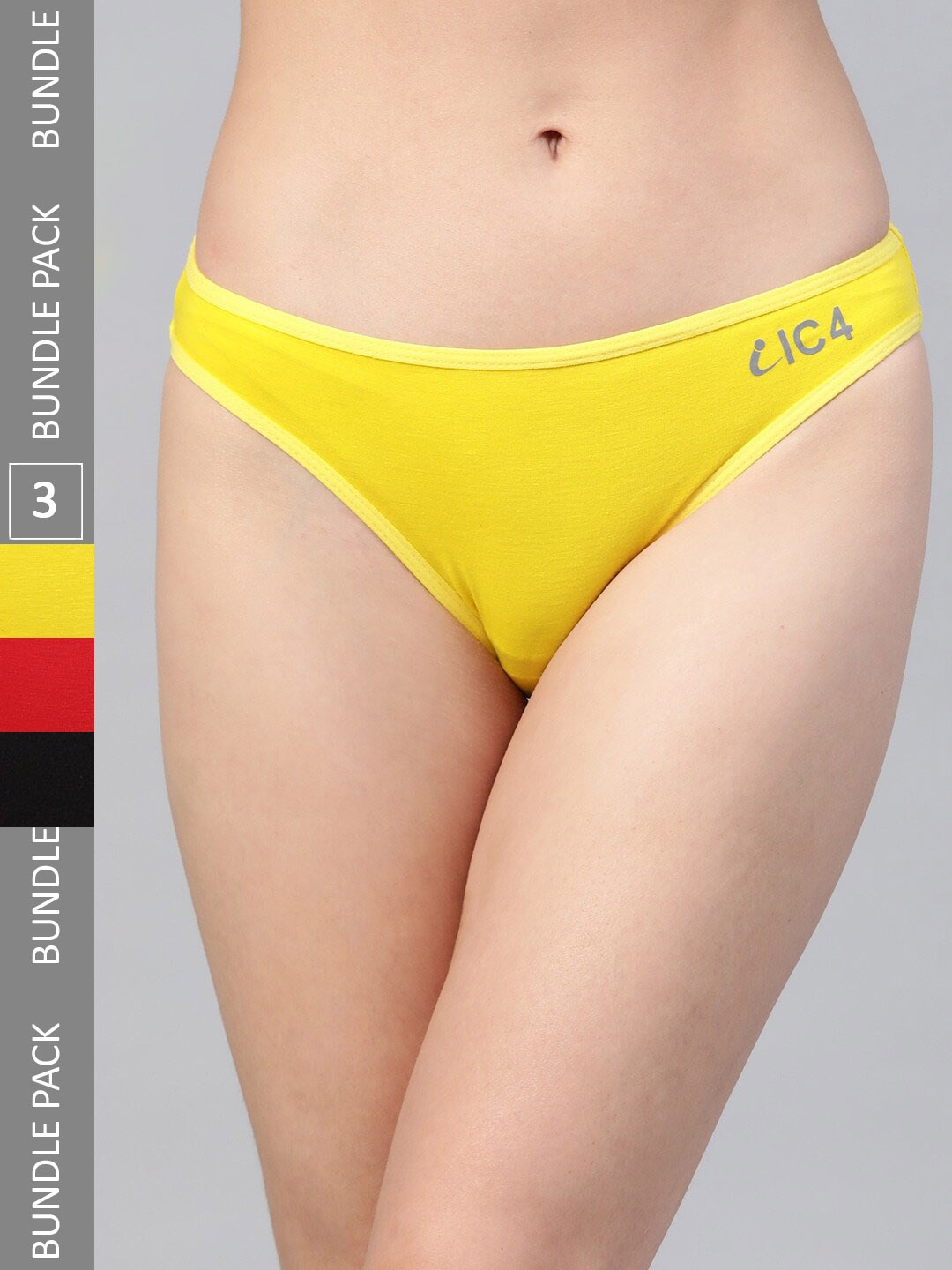 

IC4 Women Pack Of 3 Logo Printed Basic Briefs 0B-R-Y-1001P3, Black