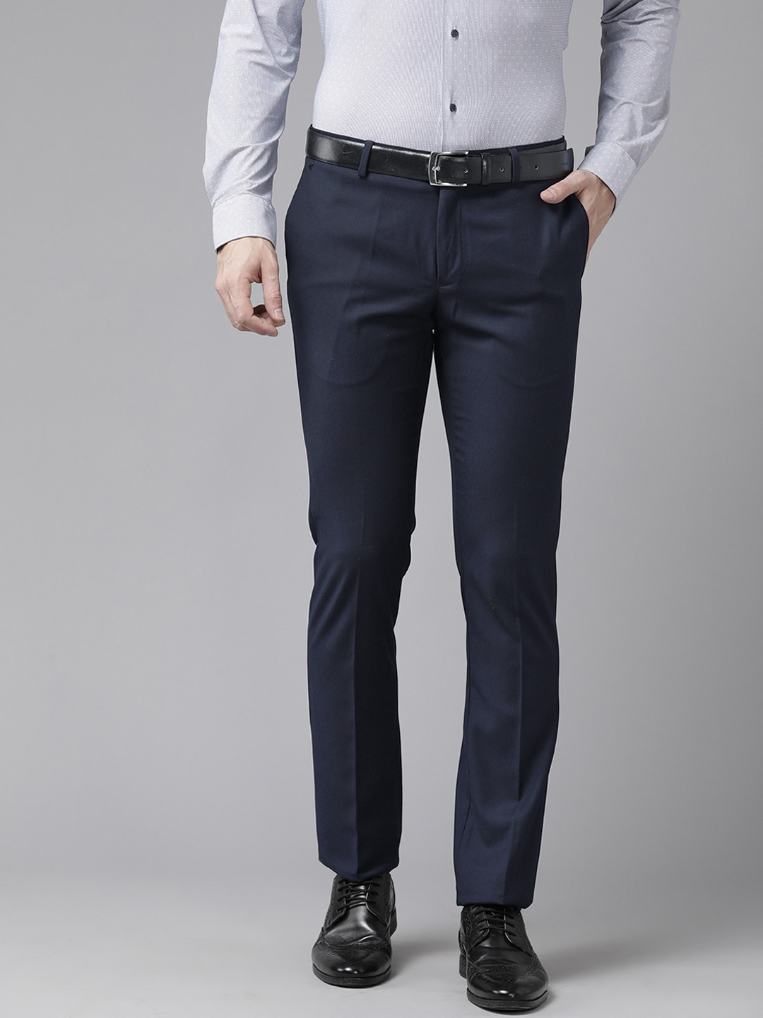 

Blackberrys Men Slim Fit Formal Trousers, Navy blue