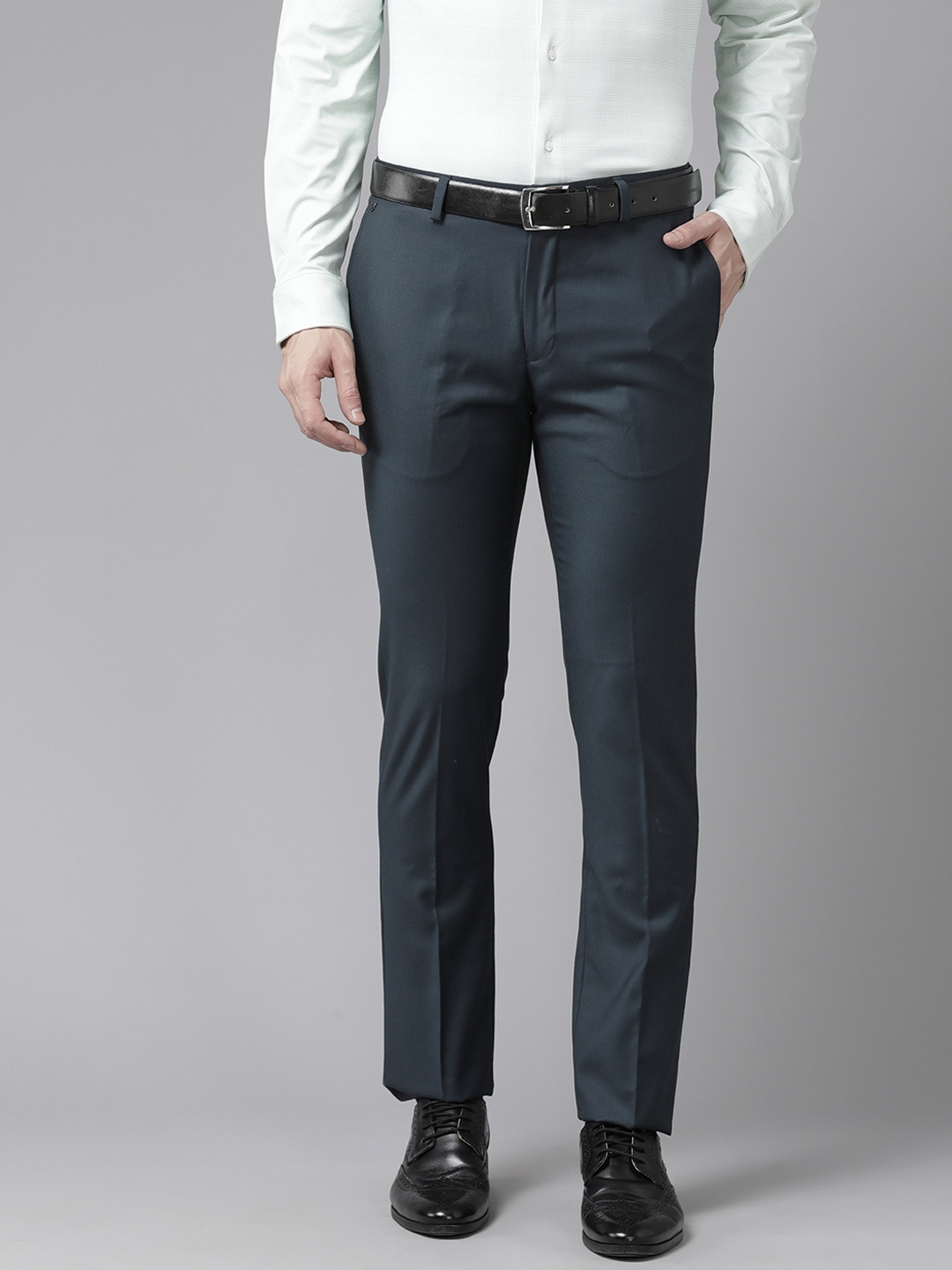 

Blackberrys Men Slim Fit Formal Trousers, Charcoal