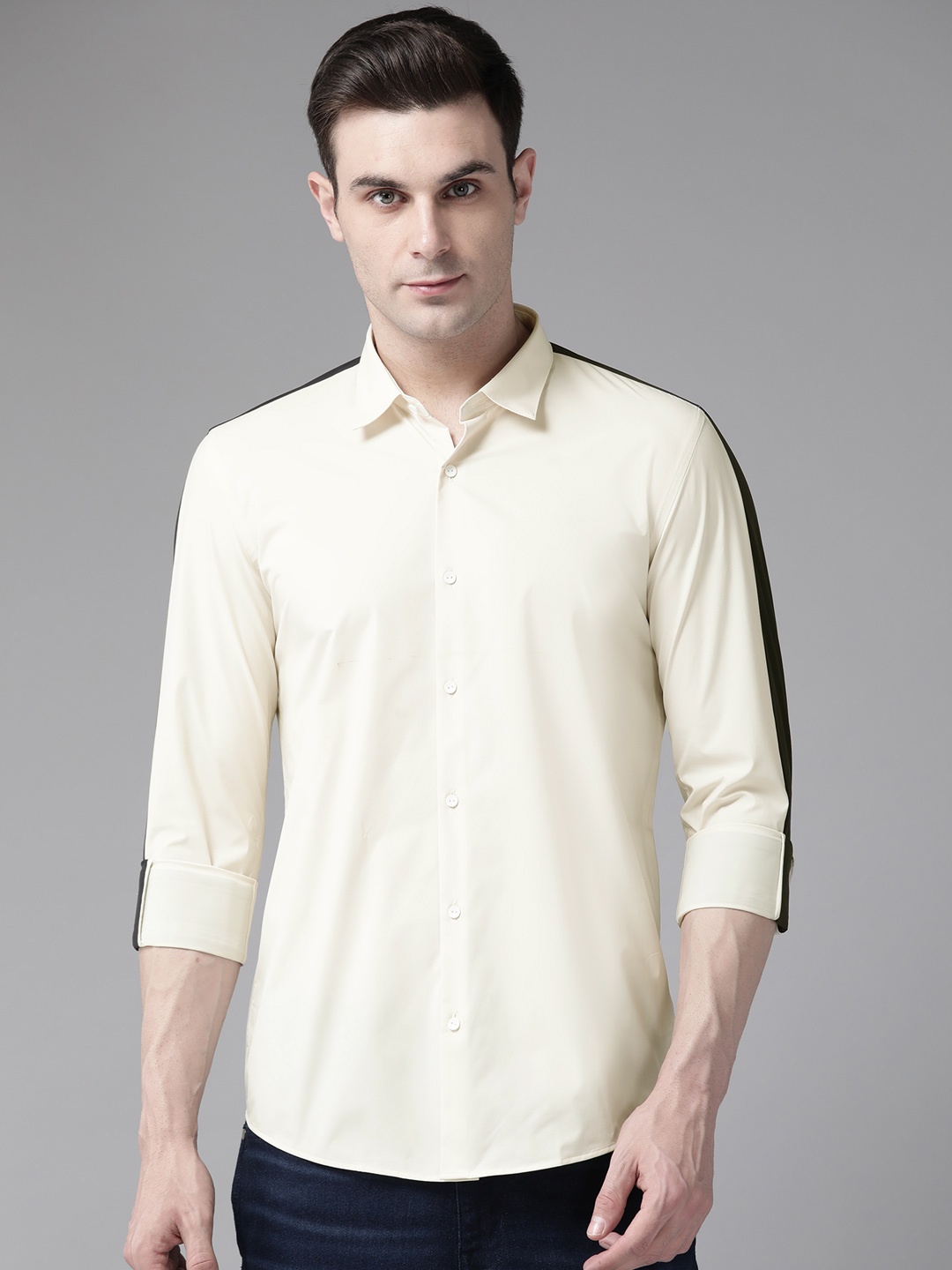 

Blackberrys Men Skinny Fit Casual Shirt, Cream