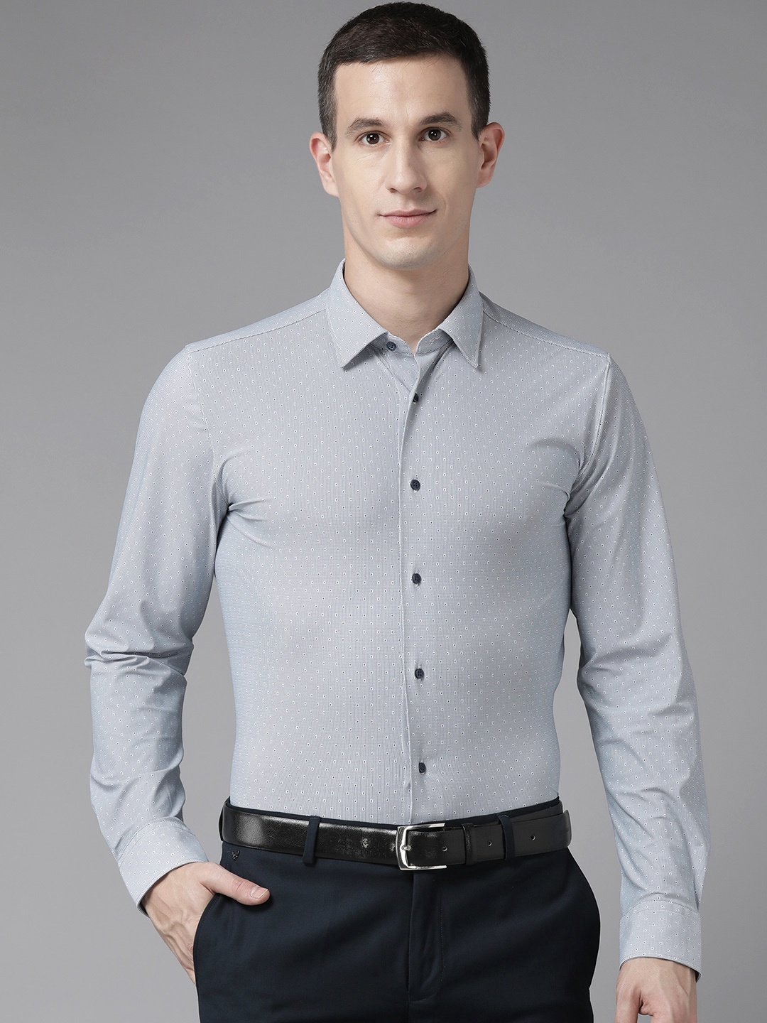 

Blackberrys TechPro Men Blue Textured Formal Shirts