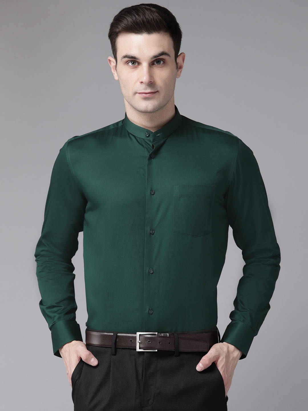 

Blackberrys Men Slim Fit Pure Cotton Formal Shirt, Green