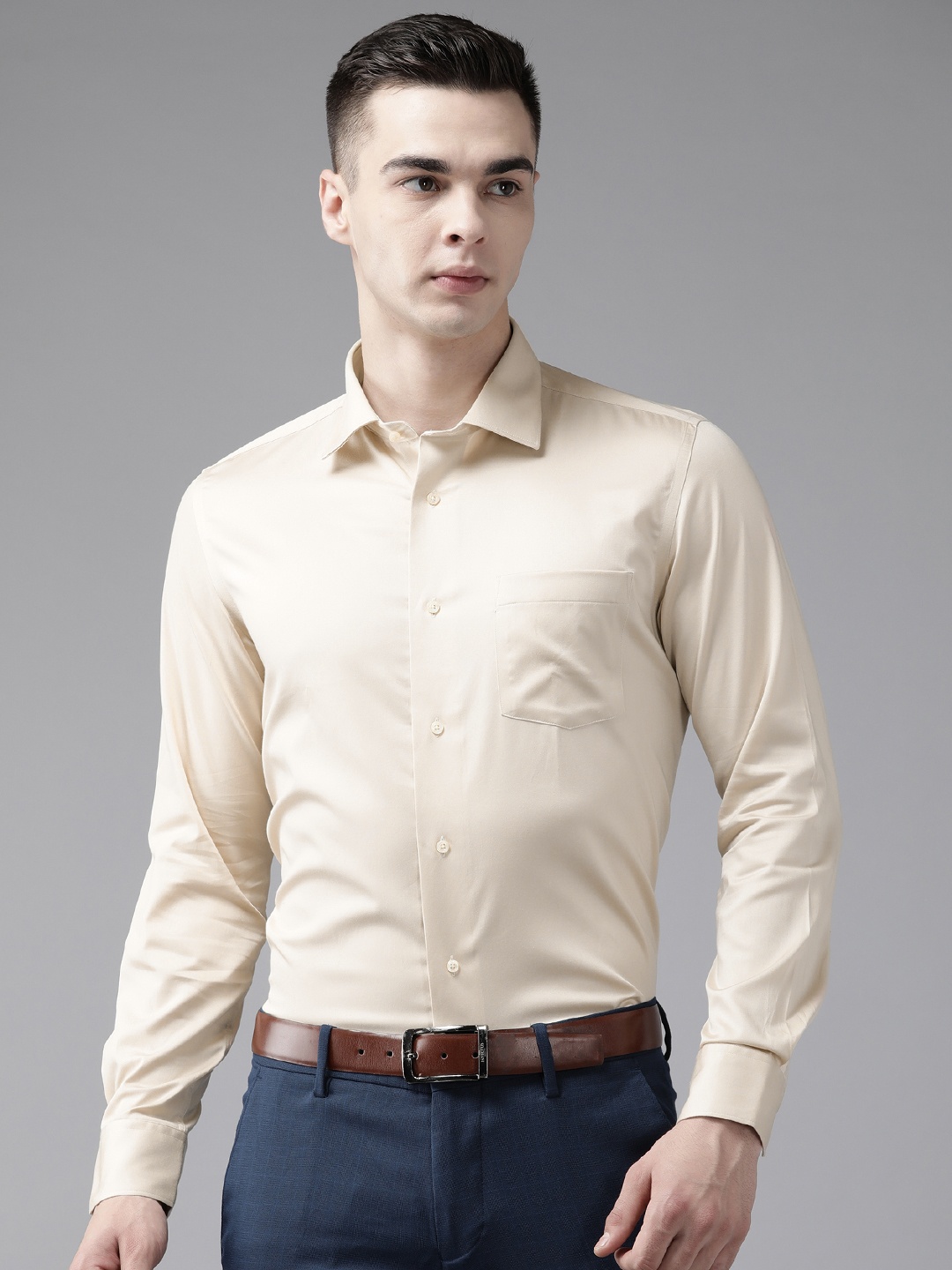 

Blackberrys Men Beige Slim Fit Opaque Formal Shirt