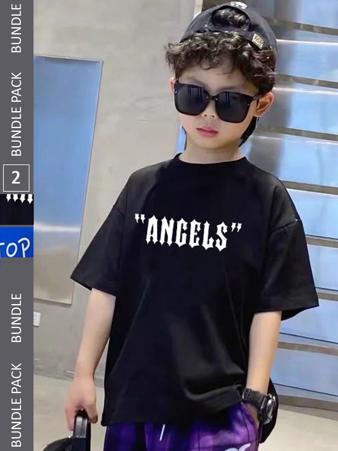 

Nick and Jones Boys Pack of 2 Printed Longline Pure Cotton Oversized T-Shirt, Black