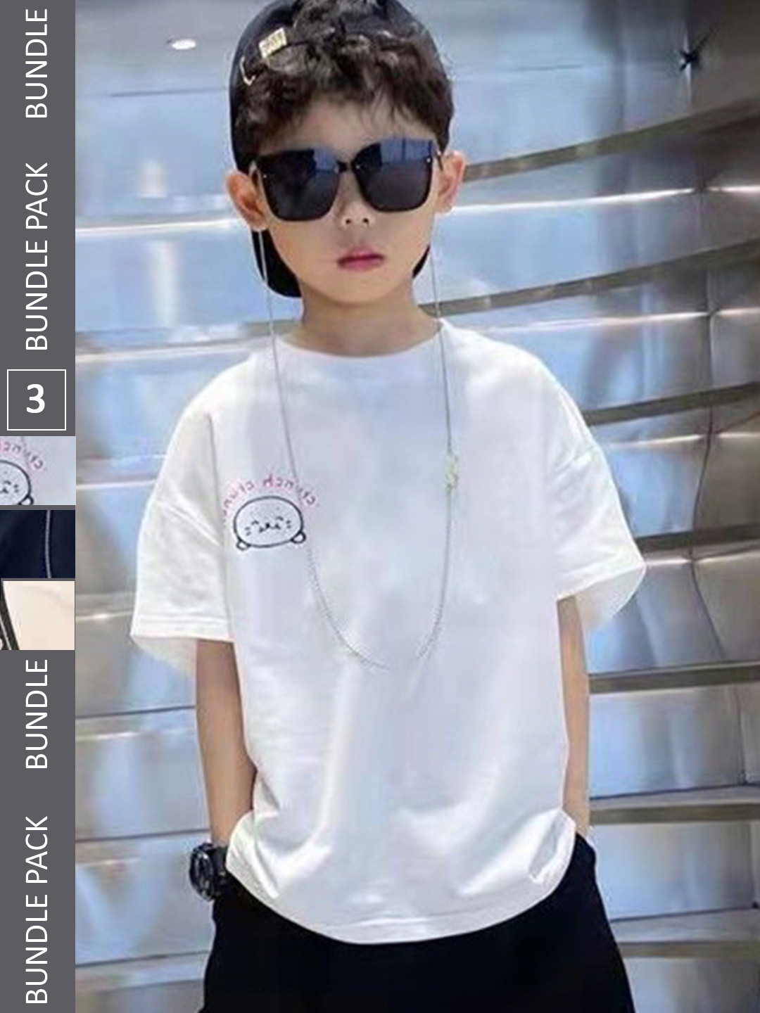 

Nick and Jones Boys Pack Of 3 Printed Drop Shoulder Sleeves Pure Cotton Oversized T-Shirt, White