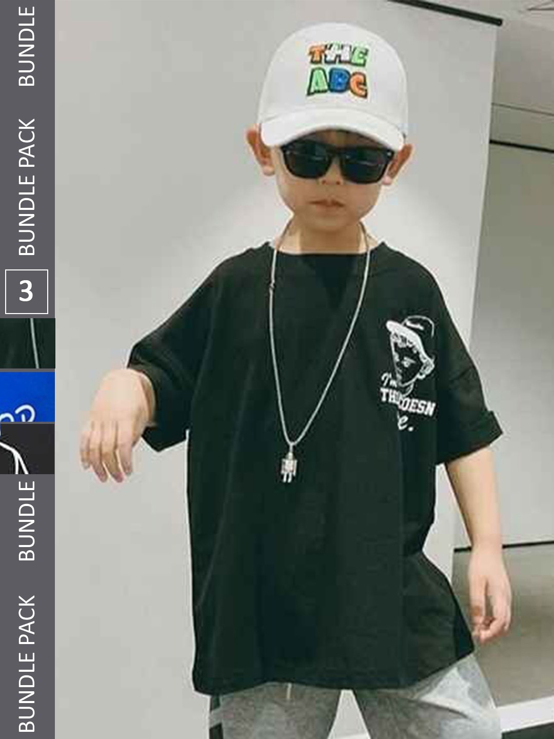 

Nick and Jones Boys Pack Of 3 Printed Drop Shoulder Sleeves Pure Cotton Oversized T-Shirt, Black